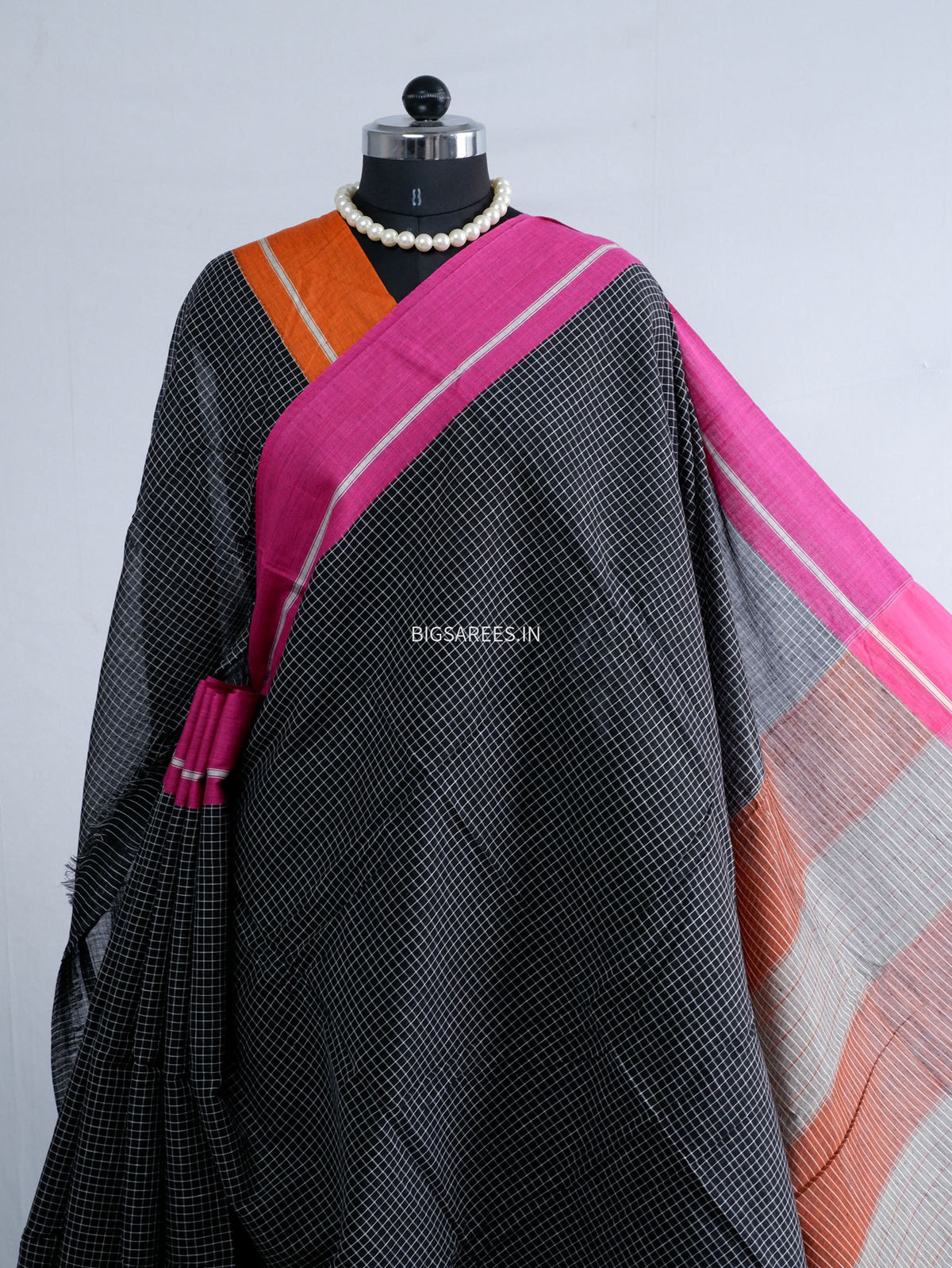 Ilkal Handwoven Cotton Saree | Handloom Marked | Black