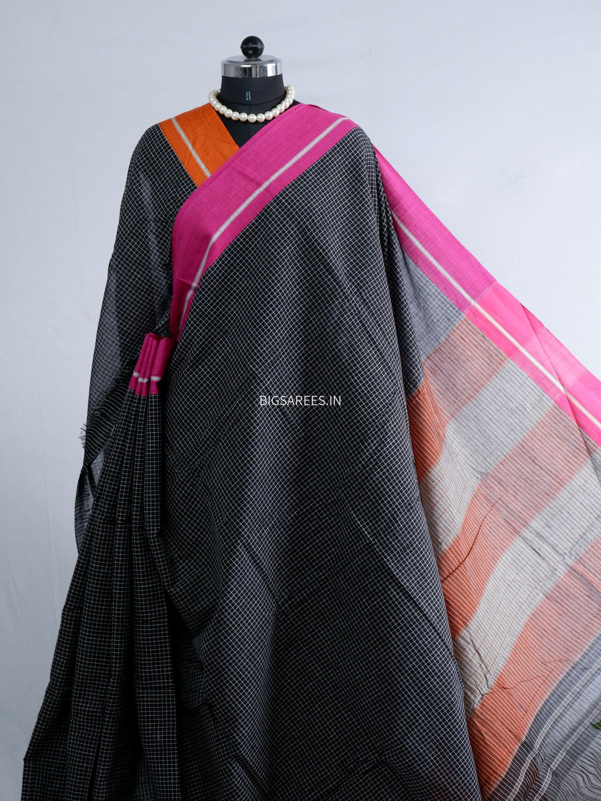 Ilkal Handwoven Cotton Saree | Handloom Marked | Black