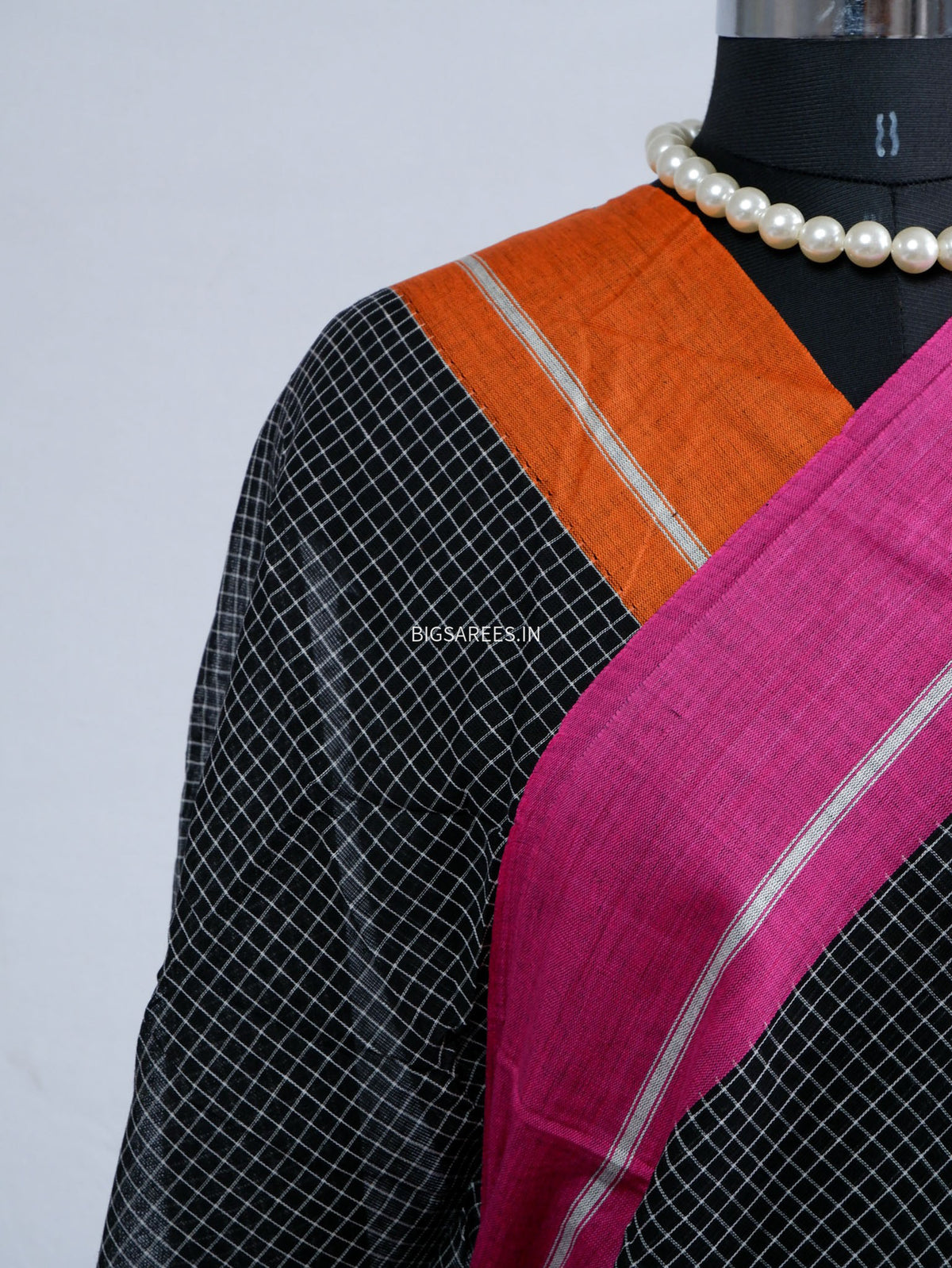 Ilkal Handwoven Cotton Saree | Handloom Marked | Black