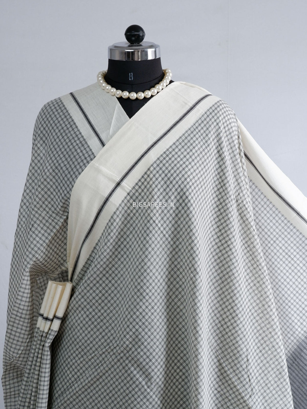 Ilkal Handwoven Cotton Saree | Handloom Marked | White