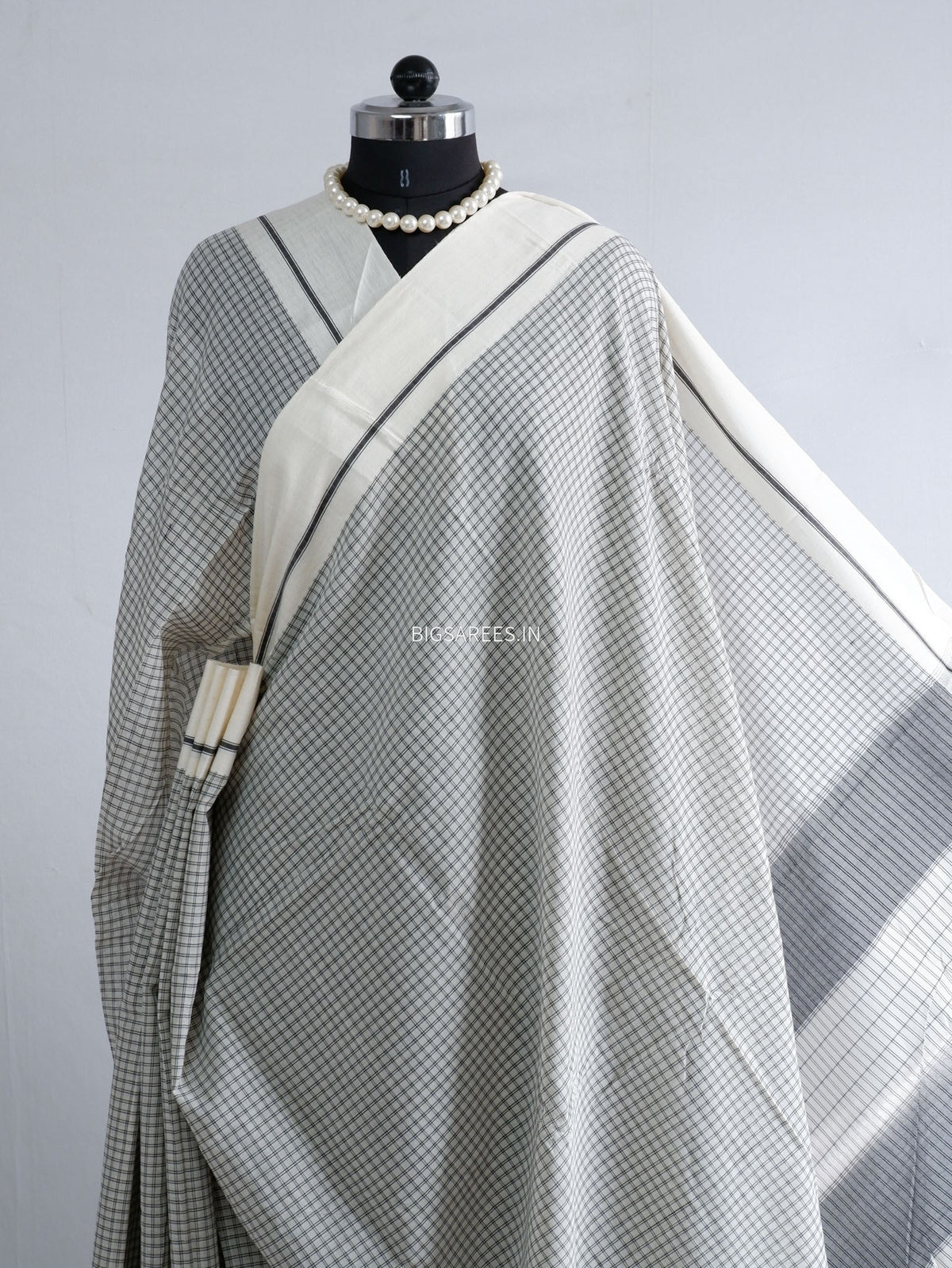 Ilkal Handwoven Cotton Saree | Handloom Marked | White