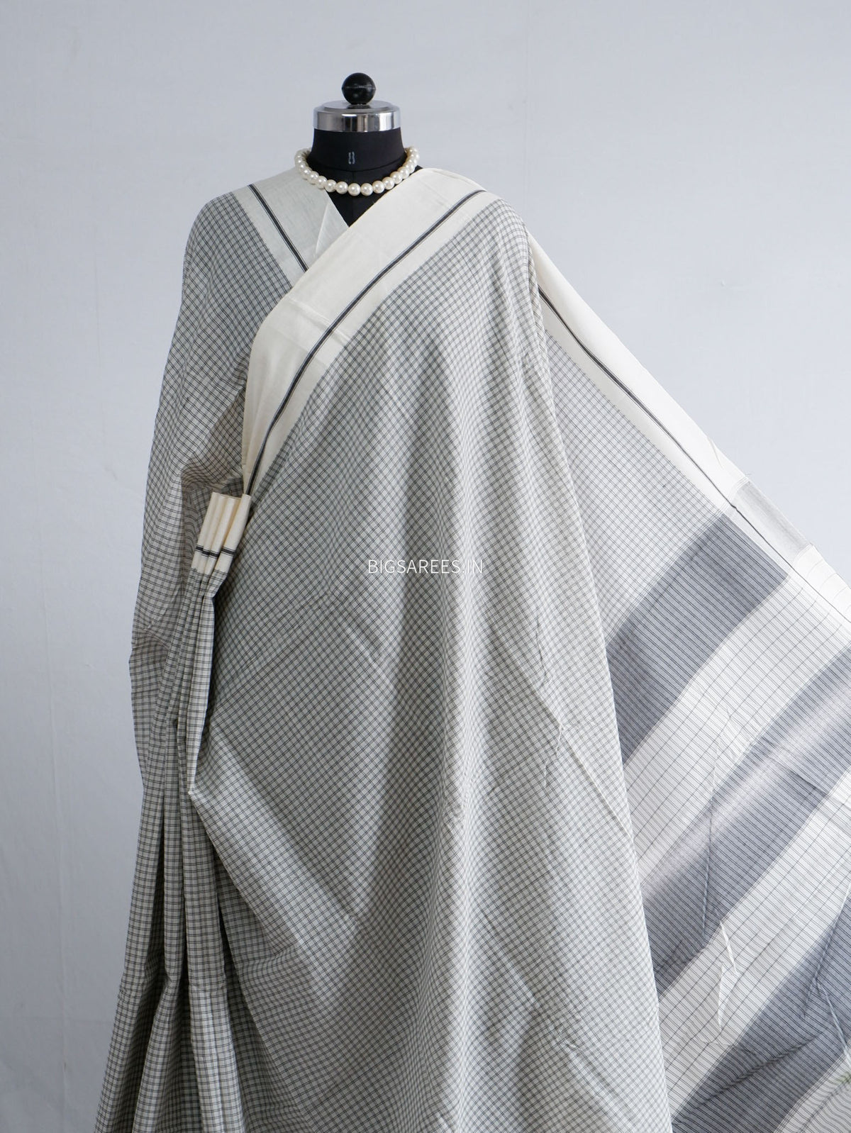 Ilkal Handwoven Cotton Saree | Handloom Marked | White