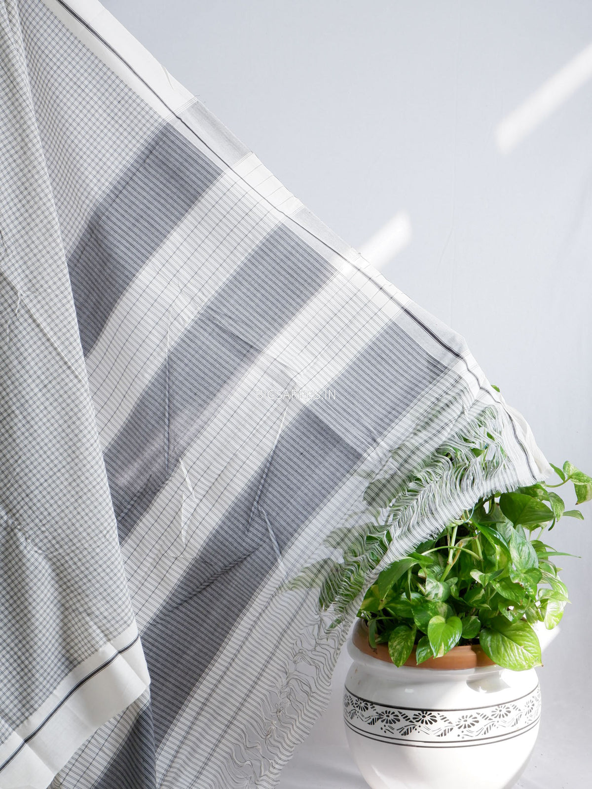 Ilkal Handwoven Cotton Saree | Handloom Marked | White