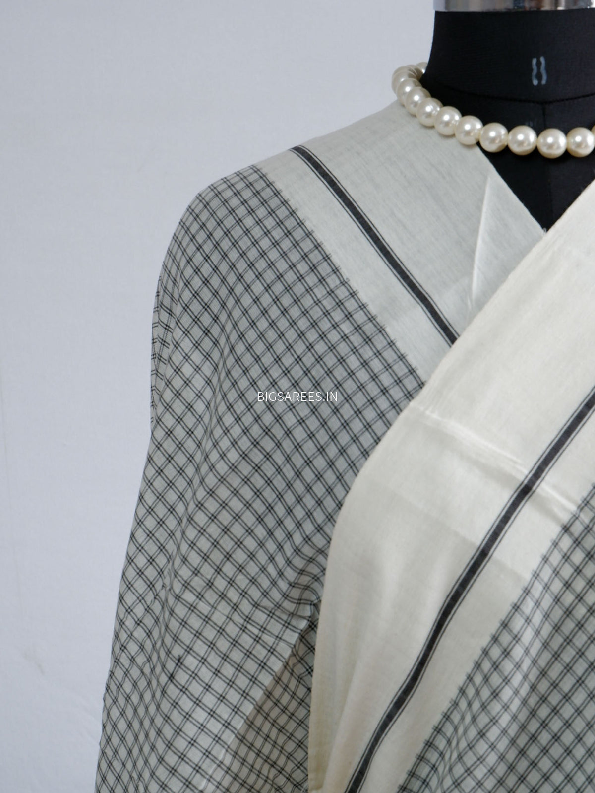 Ilkal Handwoven Cotton Saree | Handloom Marked | White