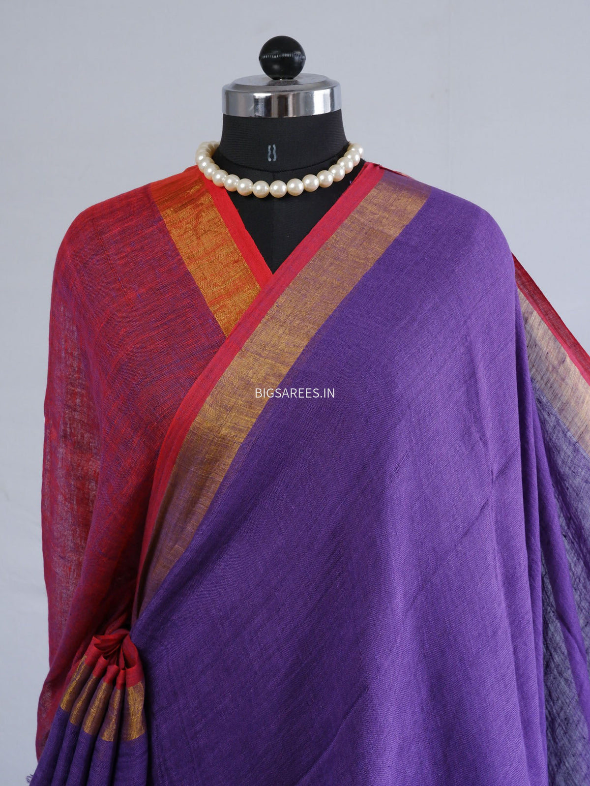 Pure Jayshree Linen Saree | Plain | Violet