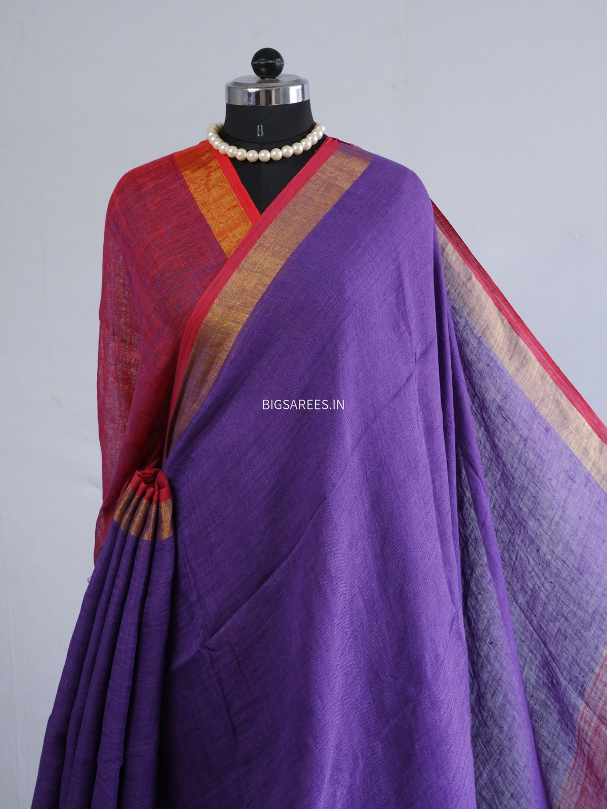 Pure Jayshree Linen Saree | Plain | Violet