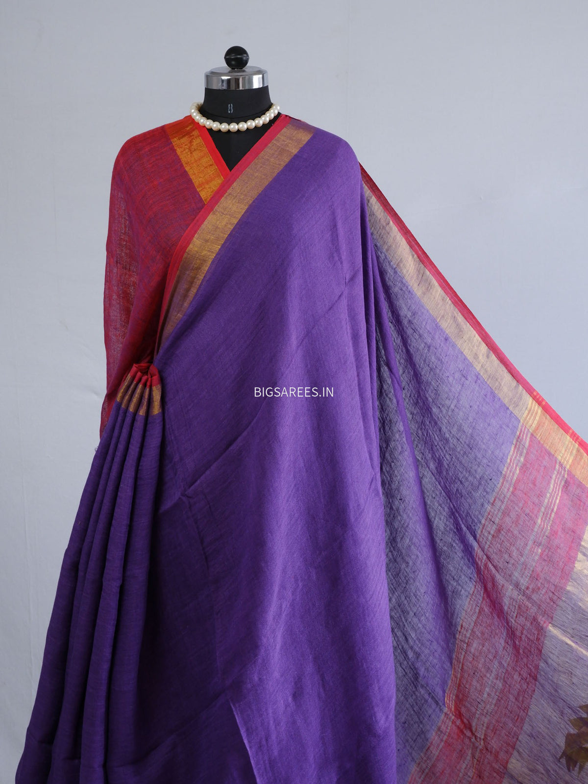 Pure Jayshree Linen Saree | Plain | Violet