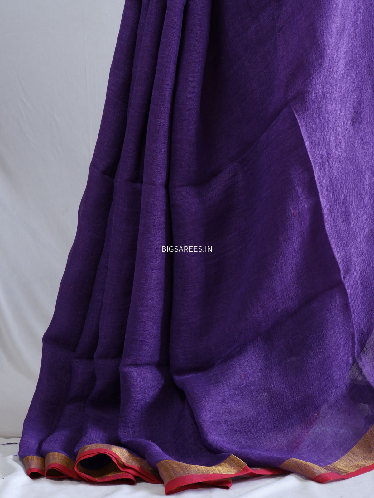 Pure Jayshree Linen Saree | Plain | Violet