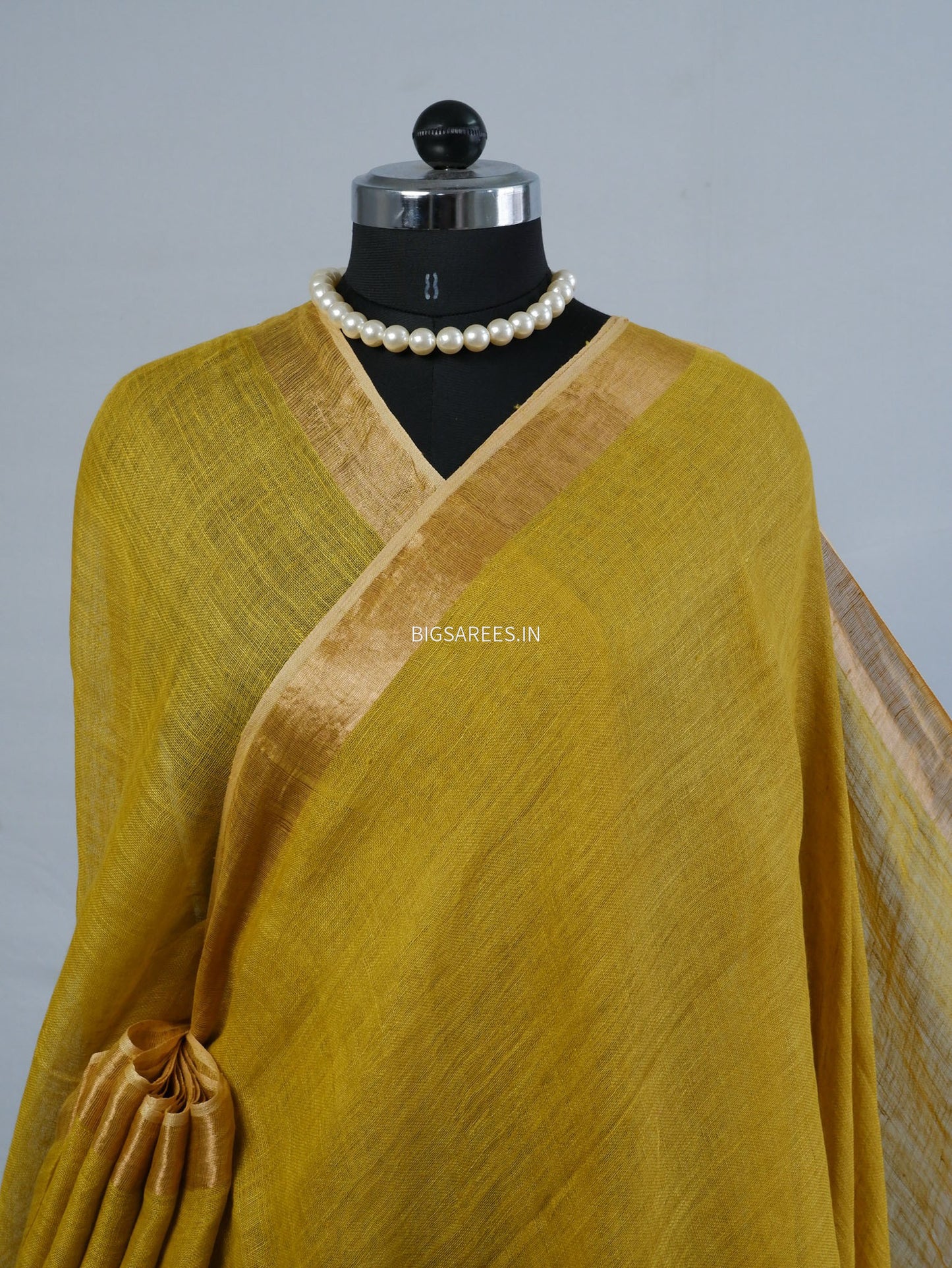 Pure Jayshree Linen Saree | Plain | Muted Yellow
