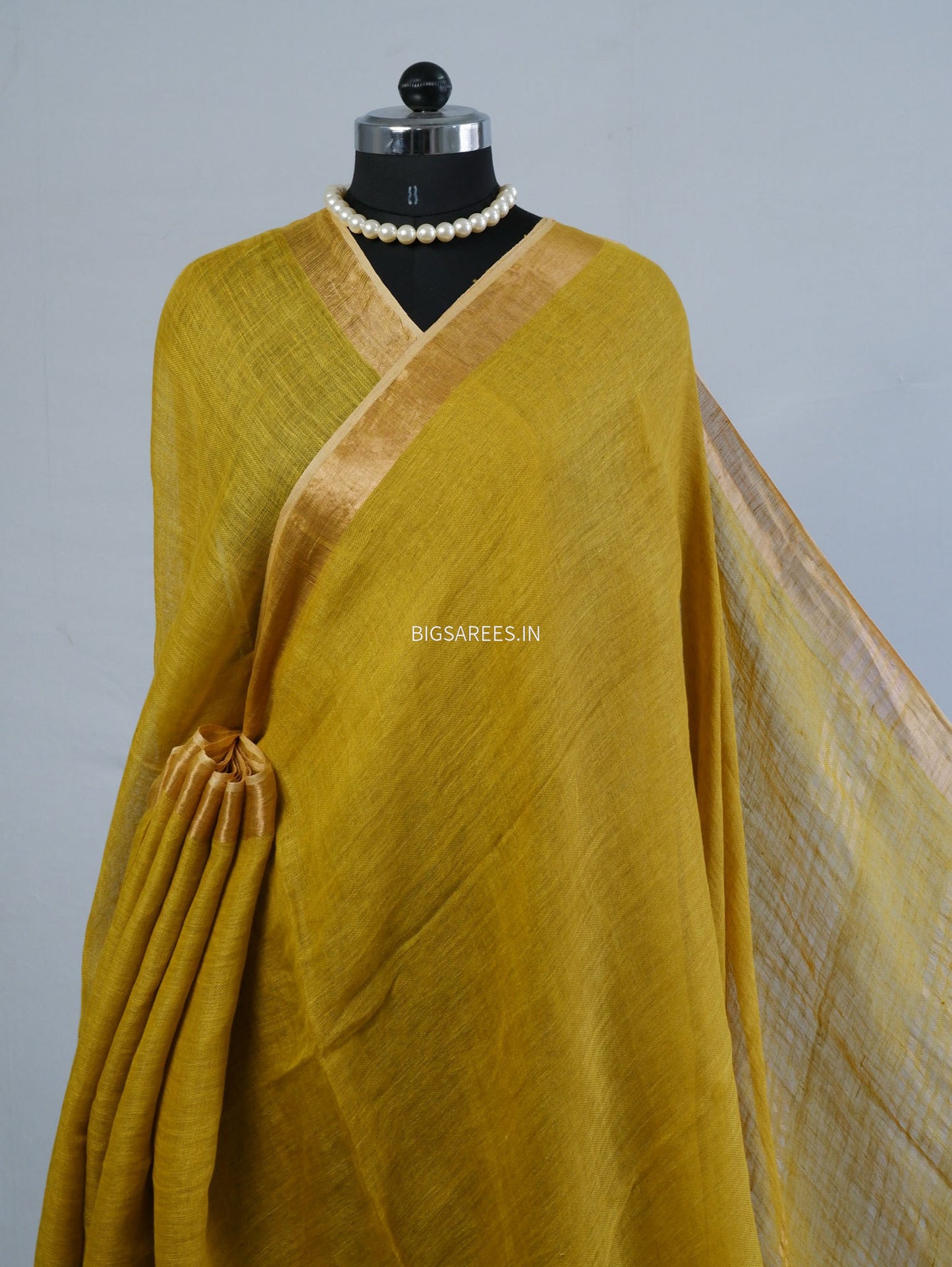 Pure Jayshree Linen Saree | Plain | Muted Yellow