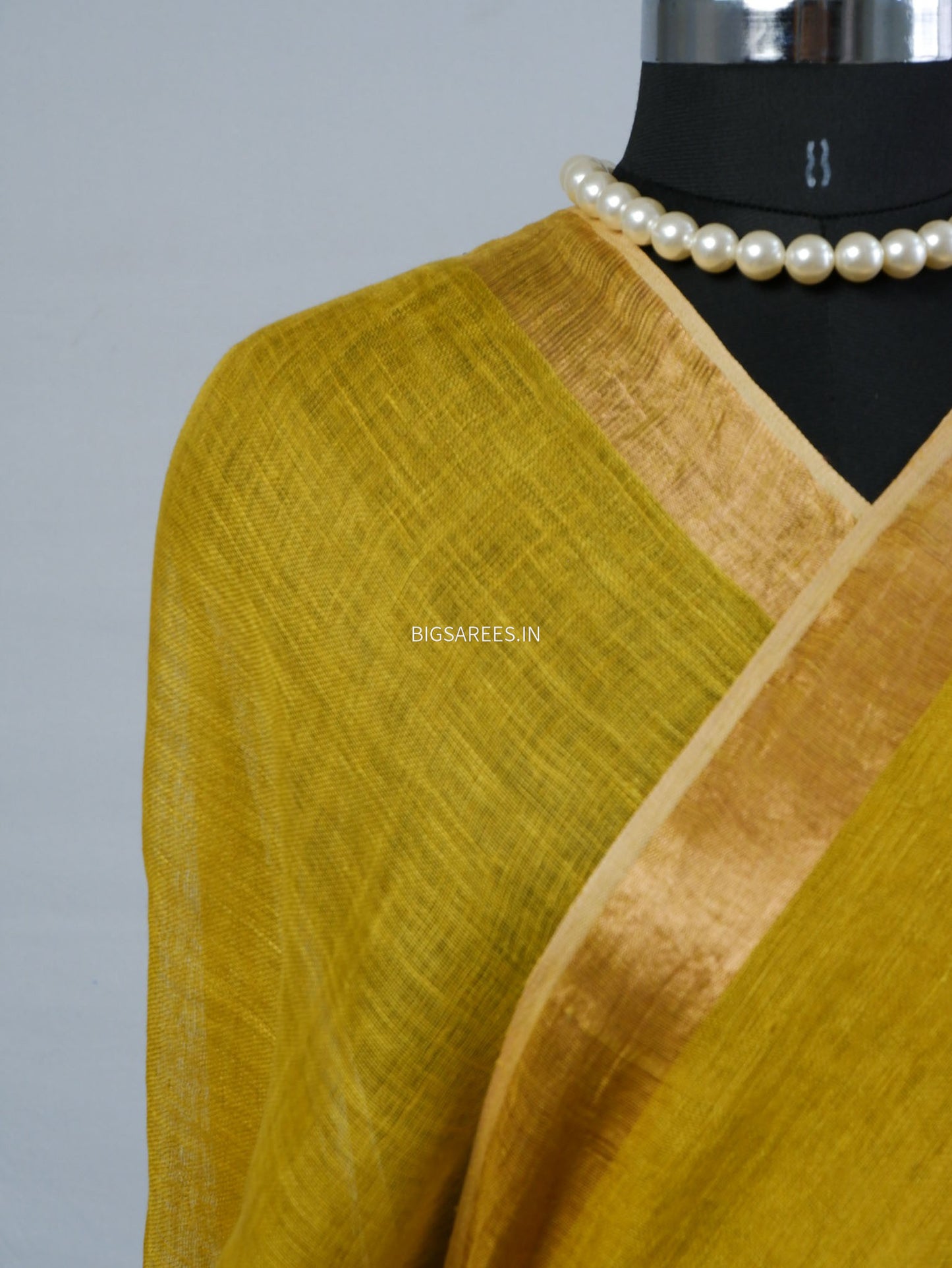 Pure Jayshree Linen Saree | Plain | Muted Yellow