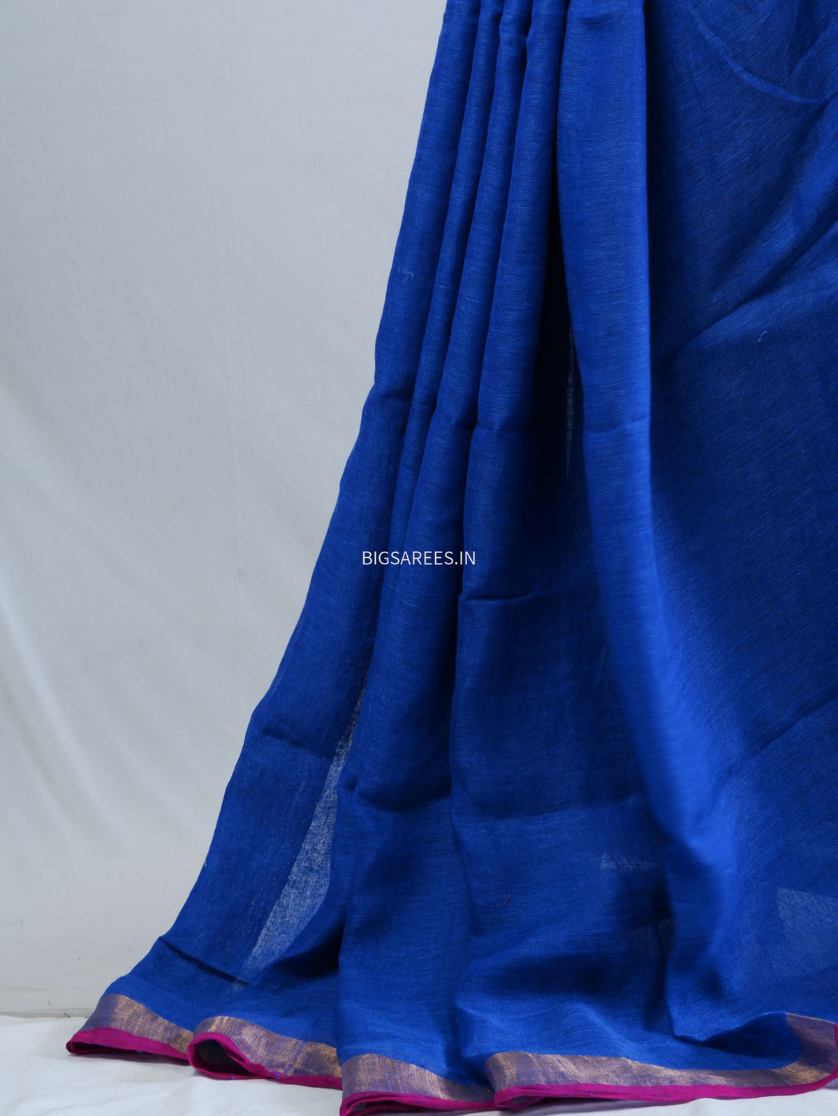 Pure Jayshree Linen Saree | Plain | Royal Blue