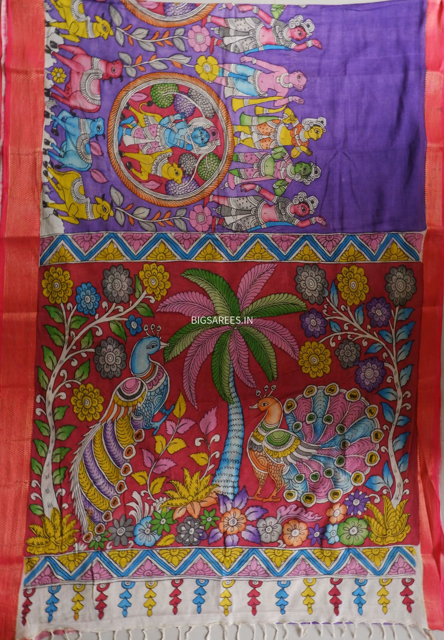 Pen Kalamkari Cotton Saree with Running Blouse | Hand-Painted |