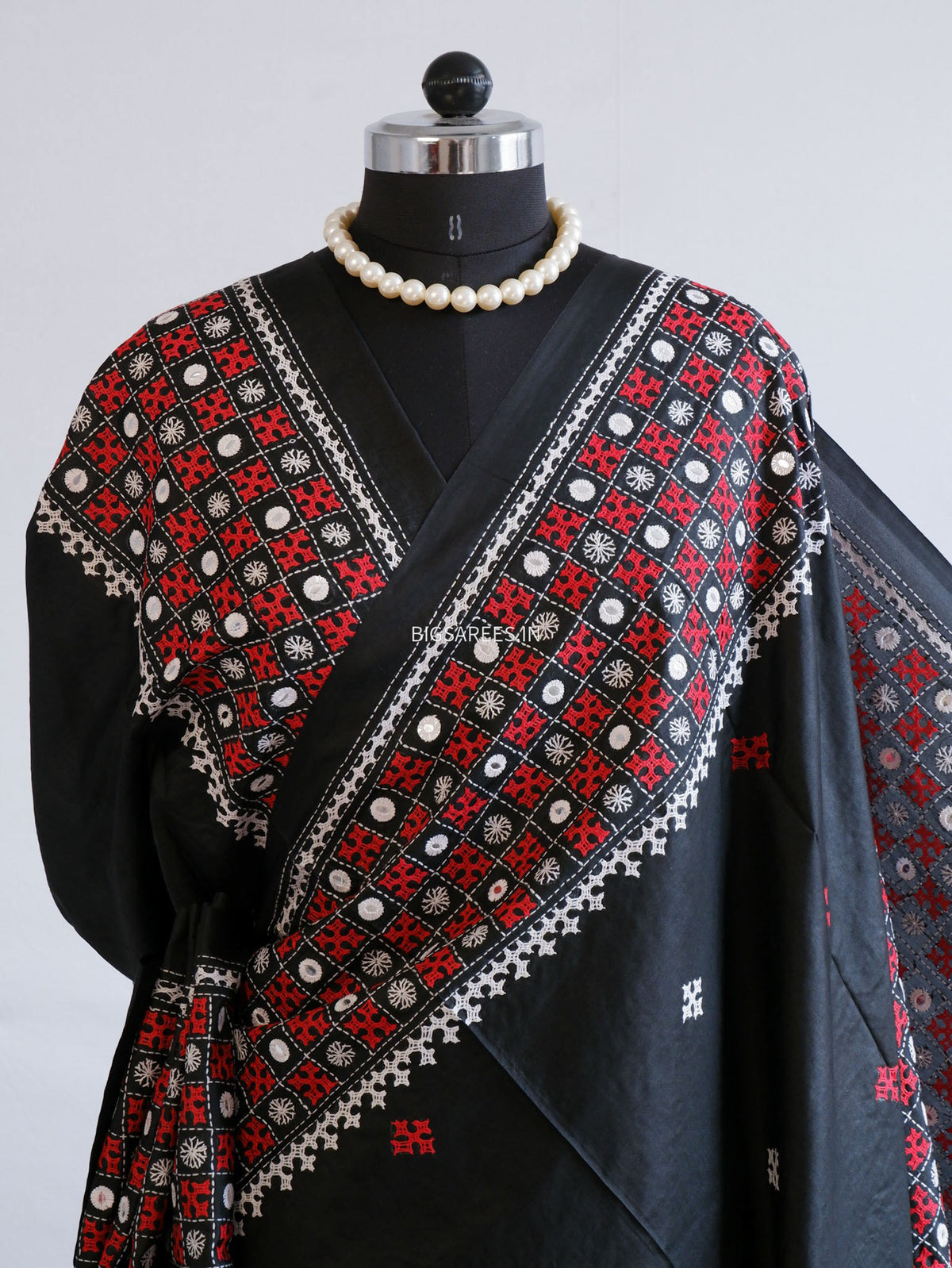 Kutch Hand Embroidered Saree| Pure Bangalore Silk | Silk Marked | Black