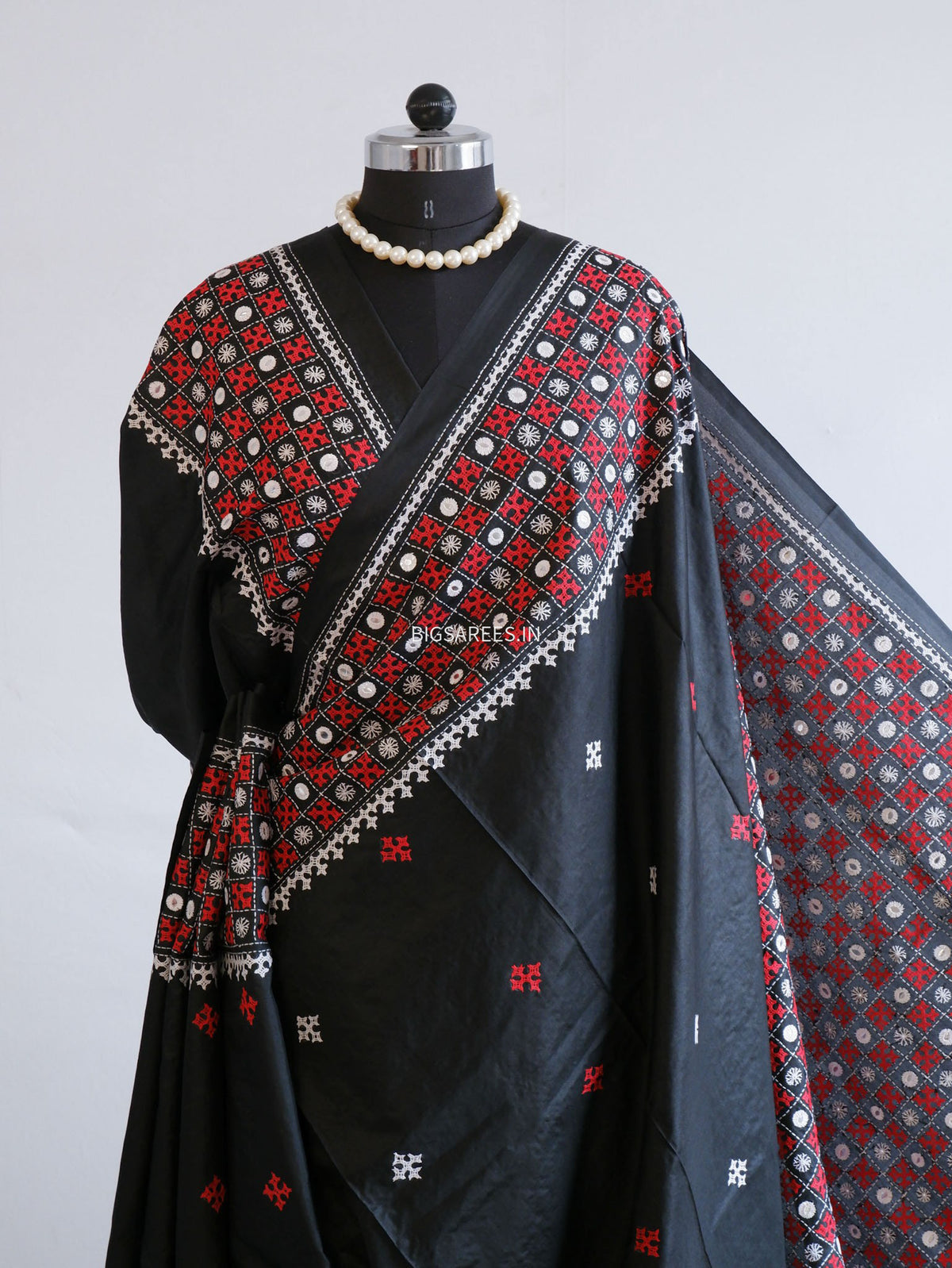 Kutch Hand Embroidered Saree| Pure Bangalore Silk | Silk Marked | Black