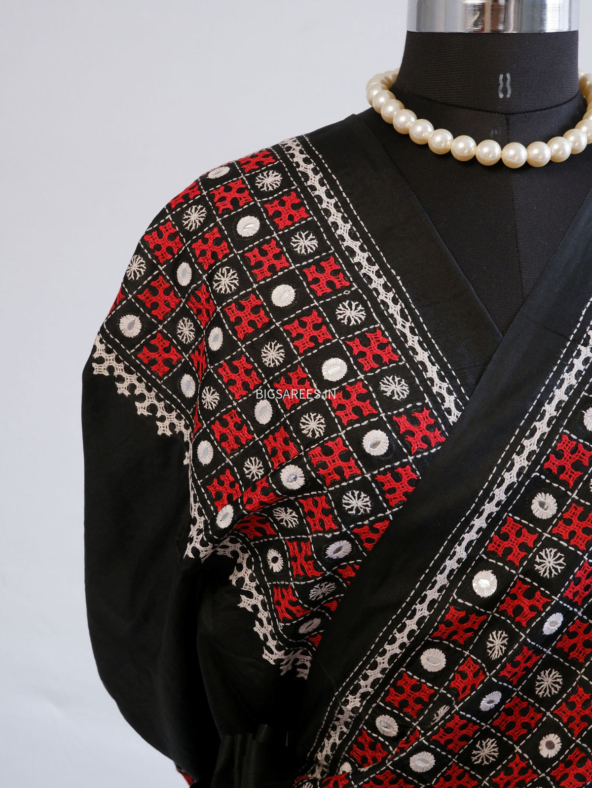 Kutch Hand Embroidered Saree| Pure Bangalore Silk | Silk Marked | Black