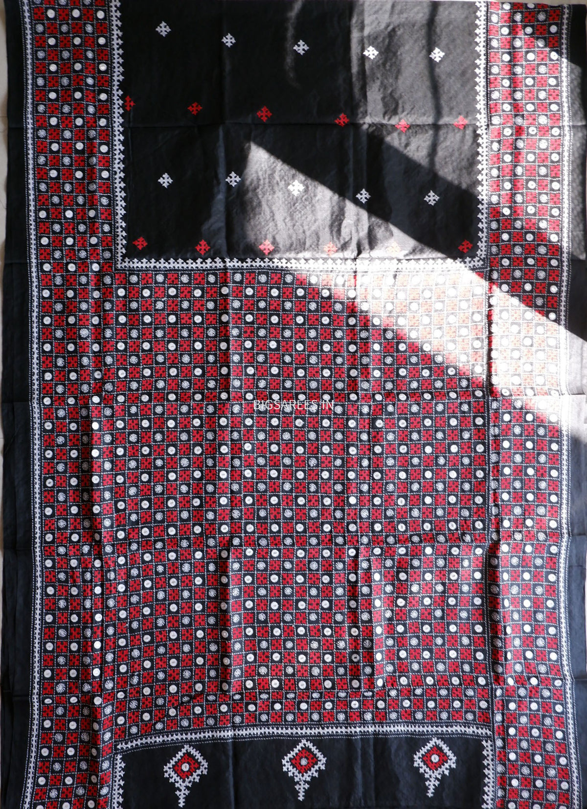 Kutch Hand Embroidered Saree| Pure Bangalore Silk | Silk Marked | Black