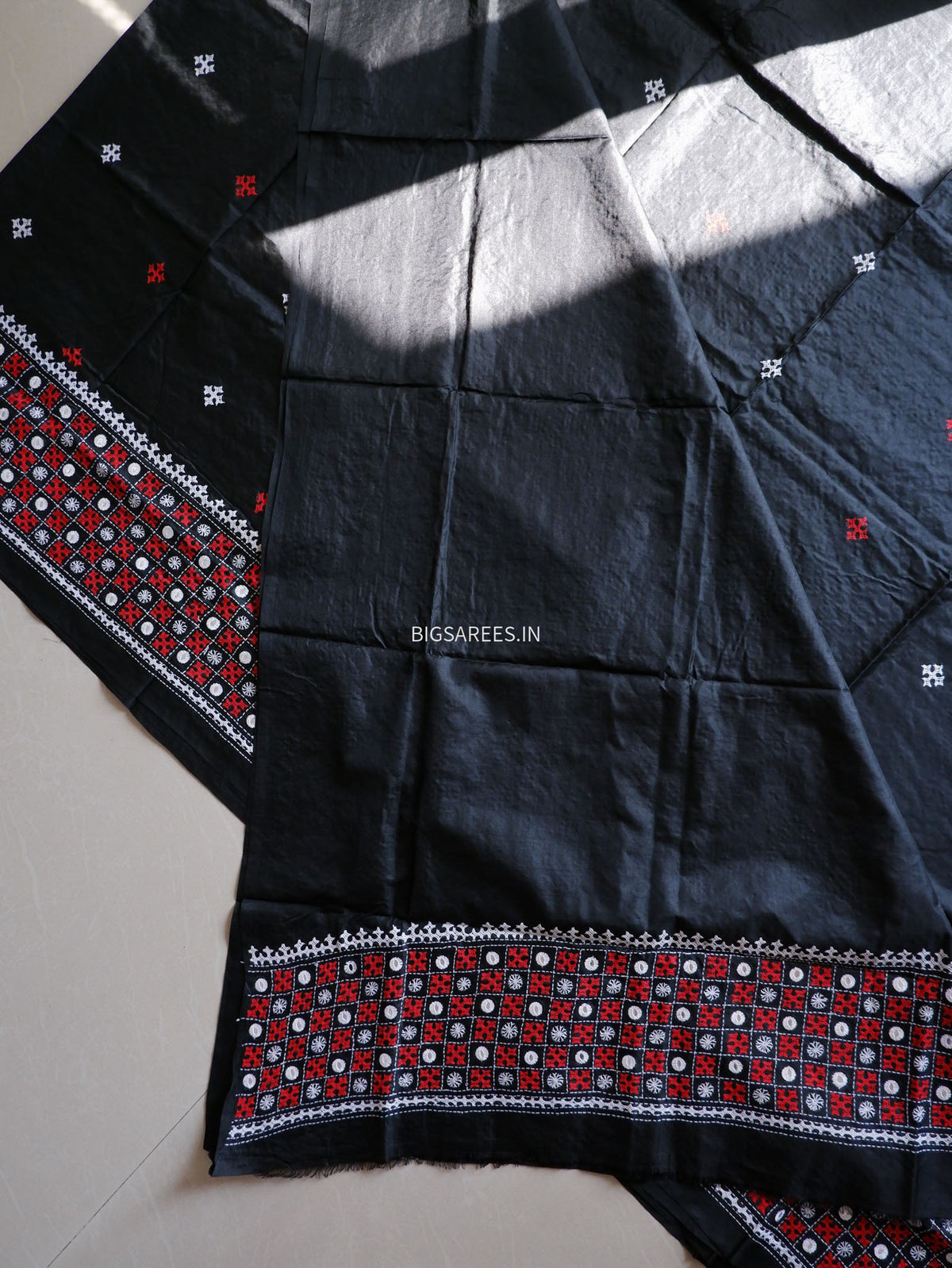 Kutch Hand Embroidered Saree| Pure Bangalore Silk | Silk Marked | Black
