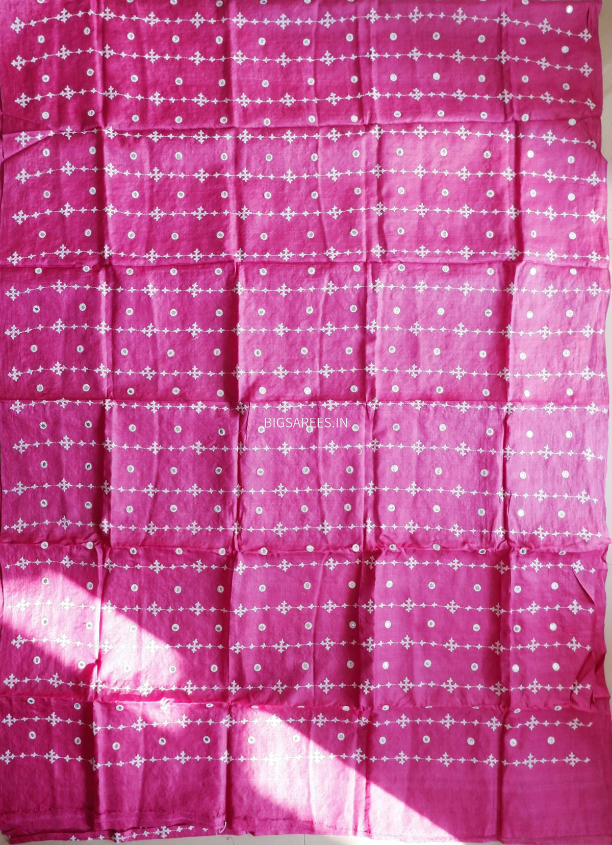 Kutchi Hand Embroidered Saree | Gachi Tassar Silk | Silk Marked | Pink