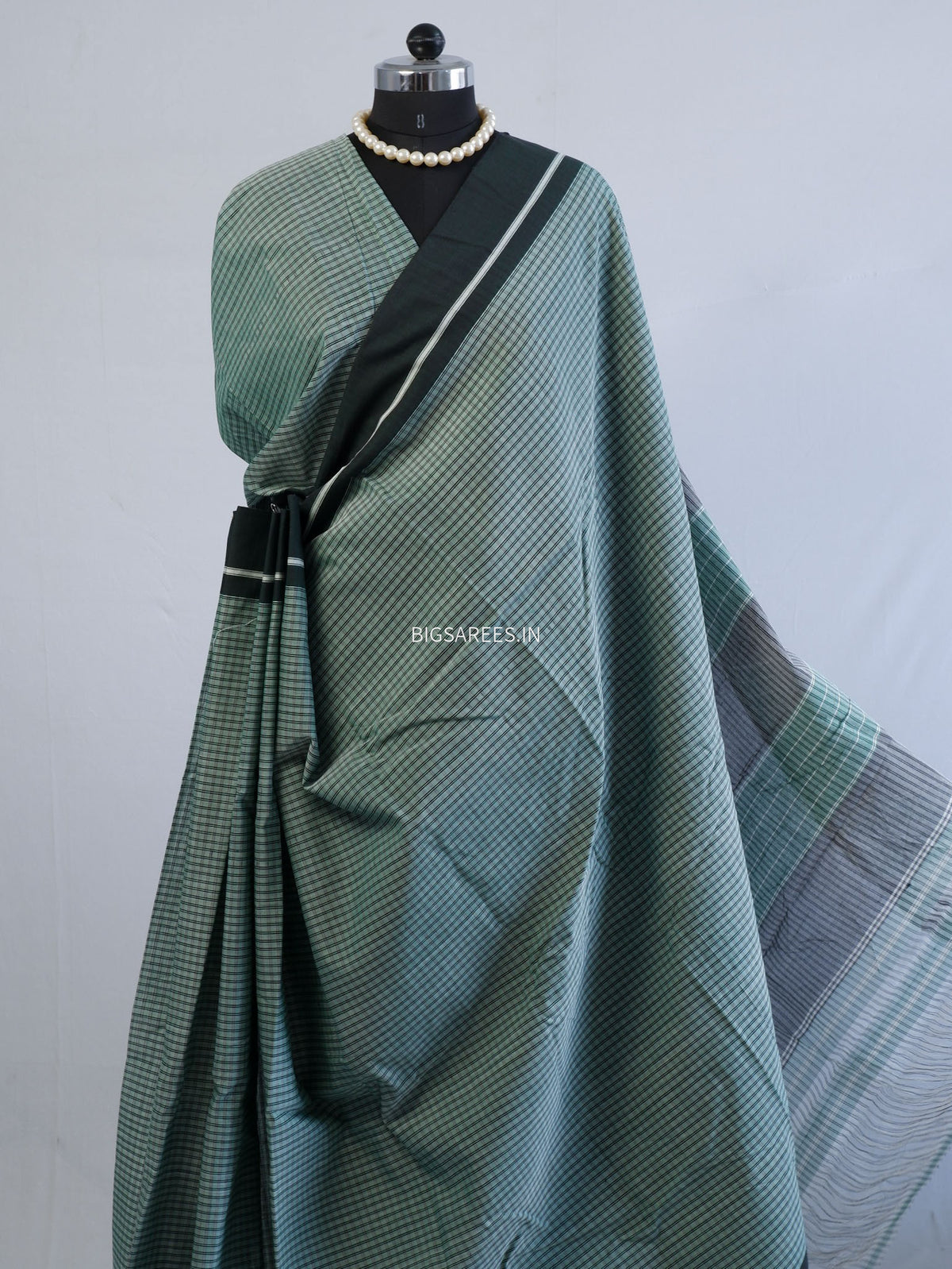 Ilkal Handwoven Cotton Saree | Handloom Marked | Green