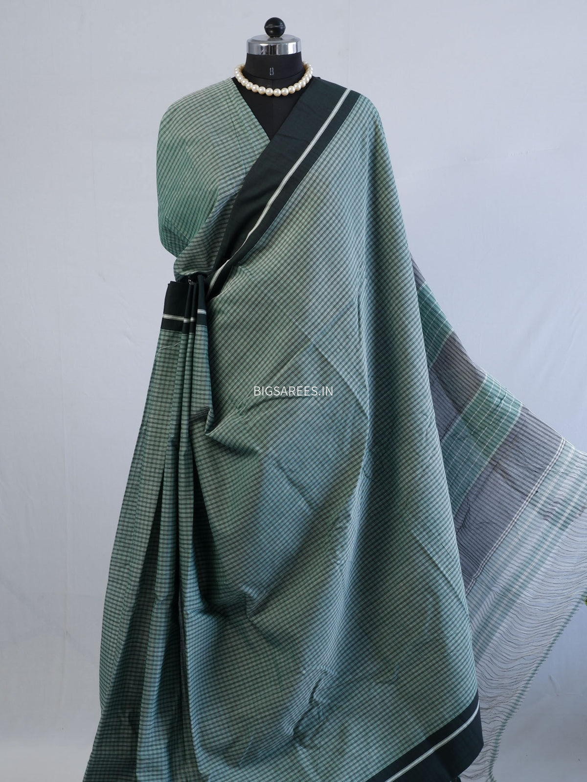 Ilkal Handwoven Cotton Saree | Handloom Marked | Green