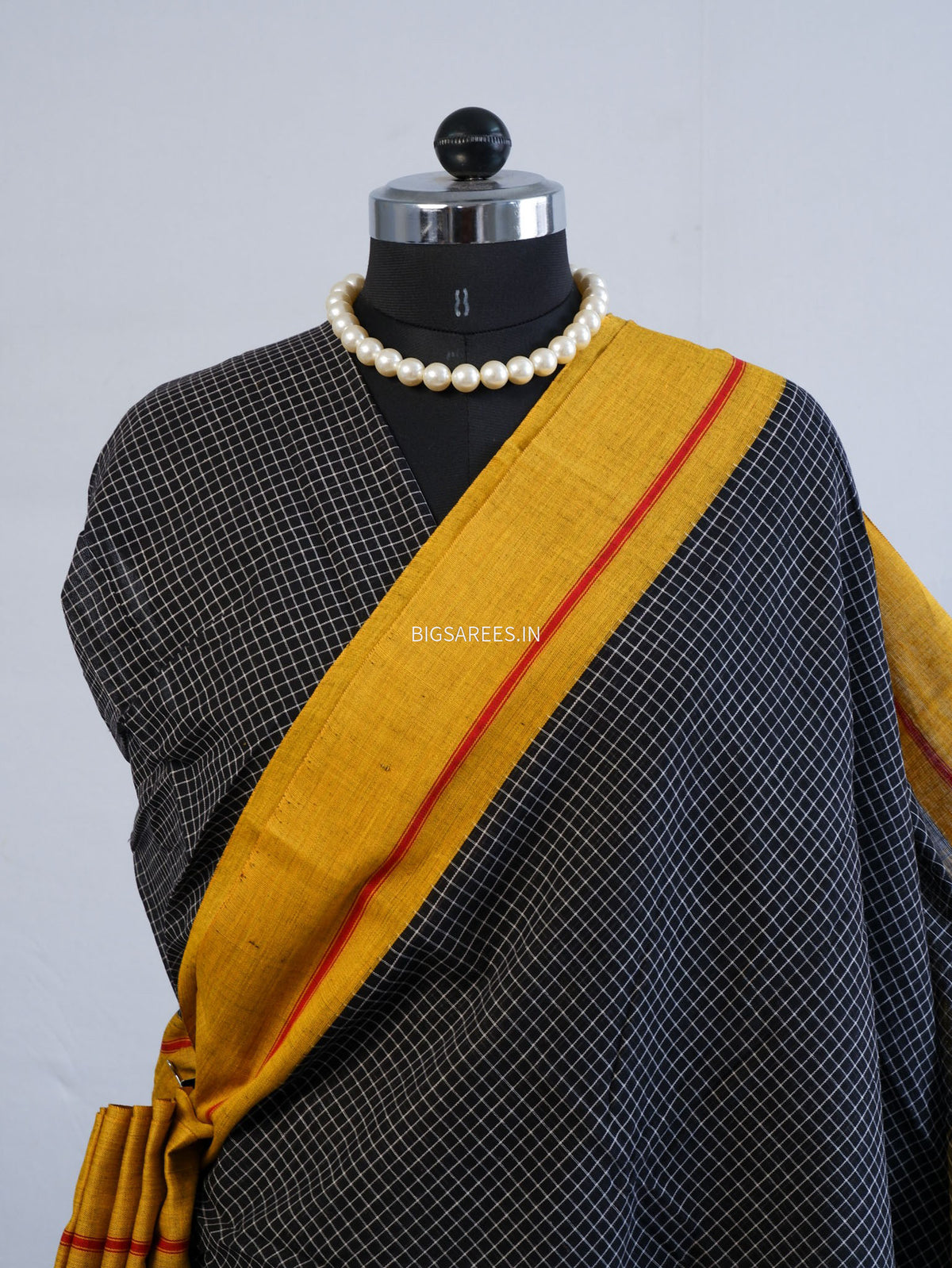 Ilkal Handwoven Cotton Saree | Handloom Marked | Black