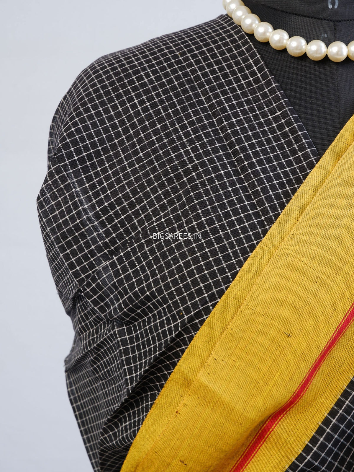 Ilkal Handwoven Cotton Saree | Handloom Marked | Black