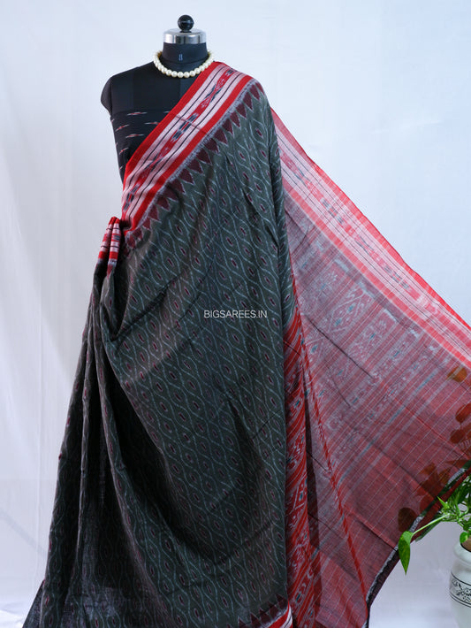 Sambalpuri Ikat Handwoven Saree | Cotton | Green