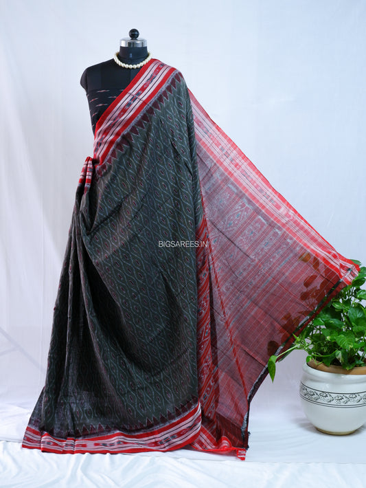Sambalpuri Ikat Handwoven Saree | Cotton | Green