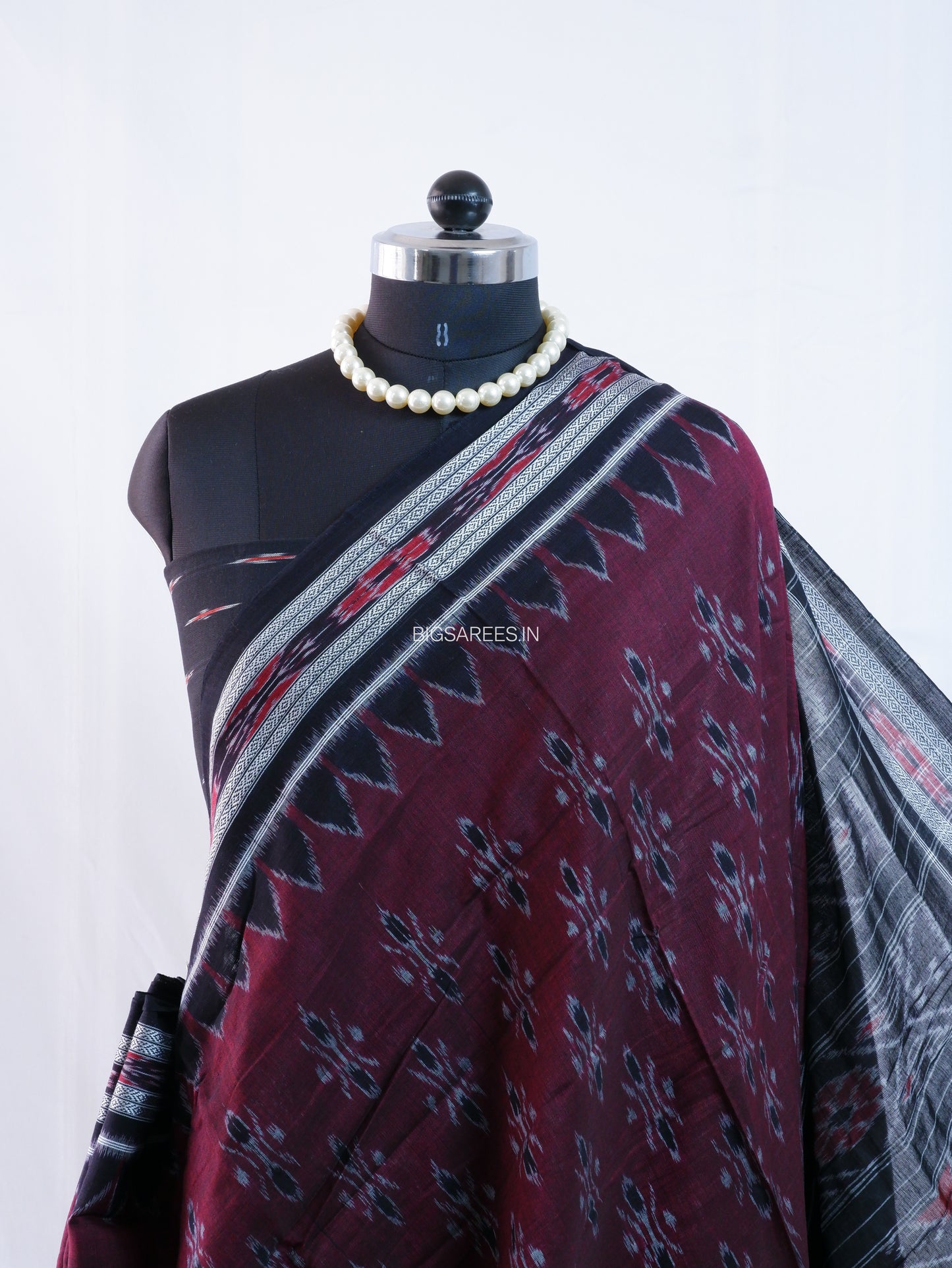 Sambalpuri Ikat Handwoven Saree | Cotton | Maroon