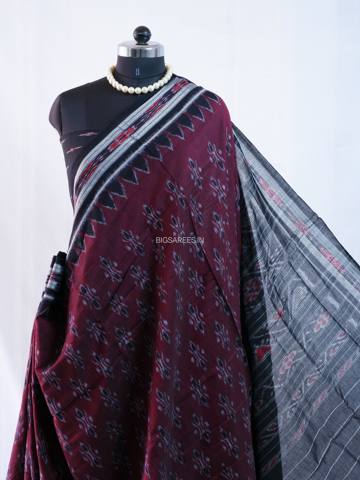 Sambalpuri Ikat Handwoven Saree | Cotton | Maroon