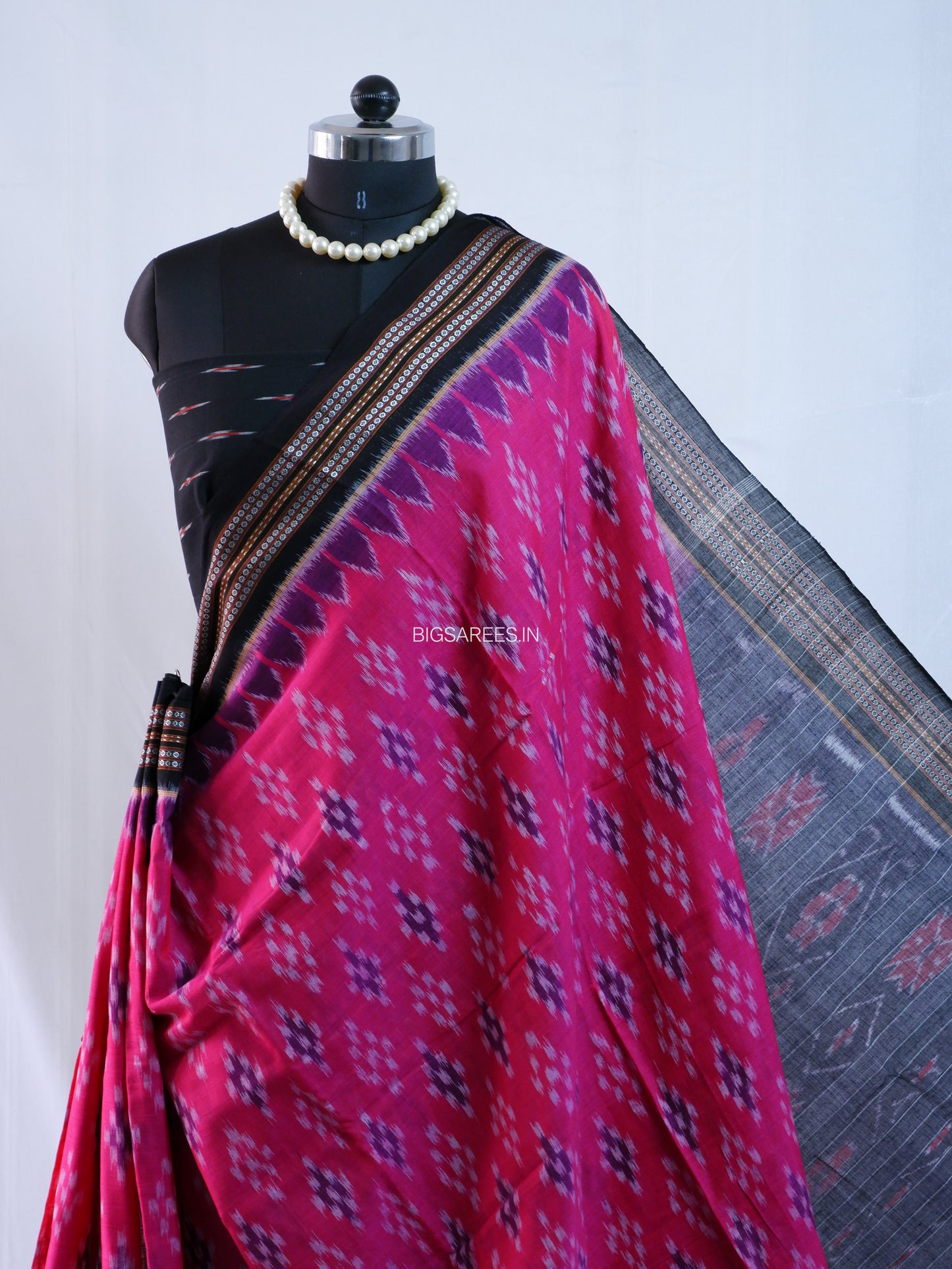 Sambalpuri Ikat Handwoven Saree | Cotton | Pink
