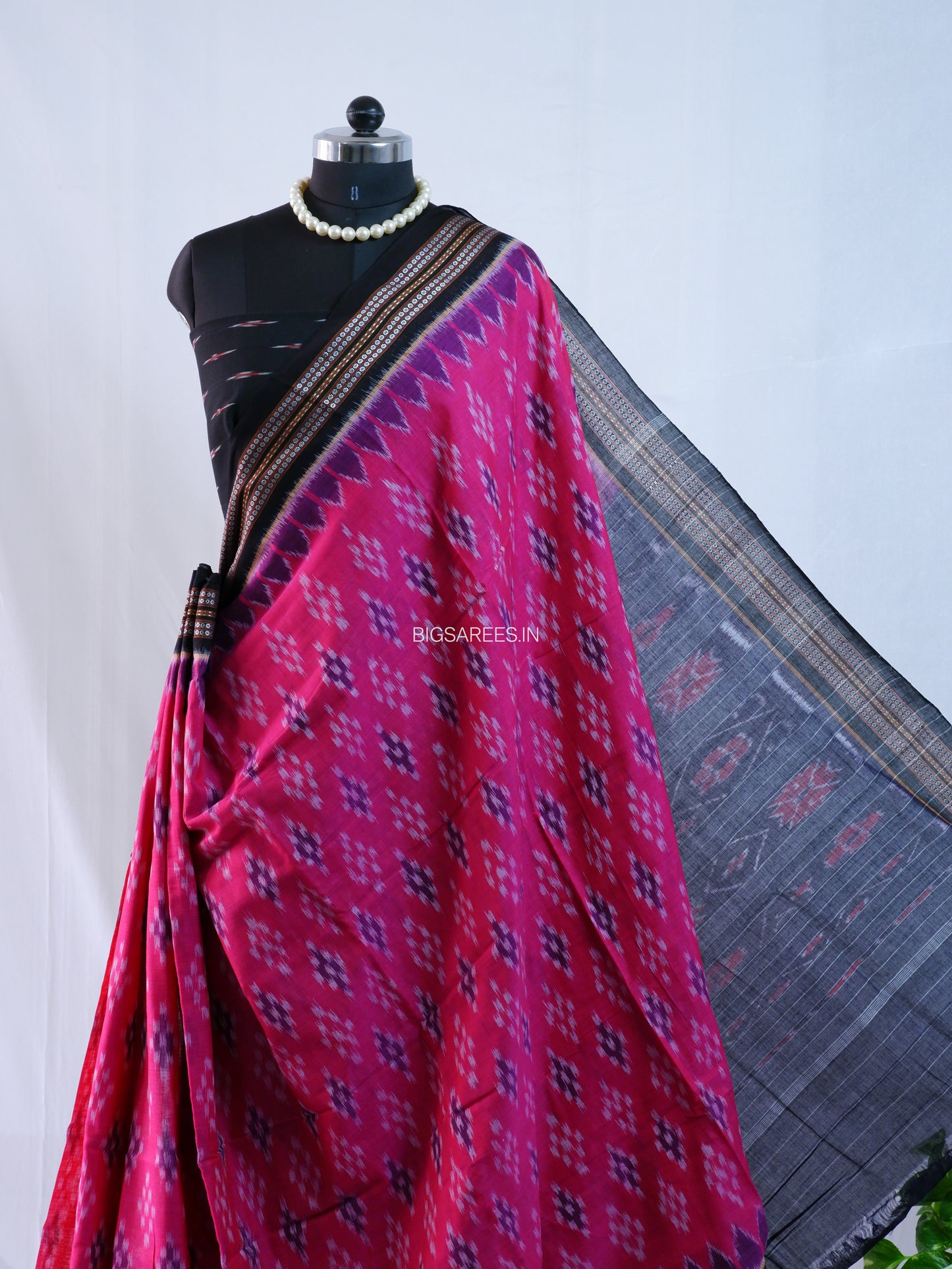 Sambalpuri Ikat Handwoven Saree | Cotton | Pink
