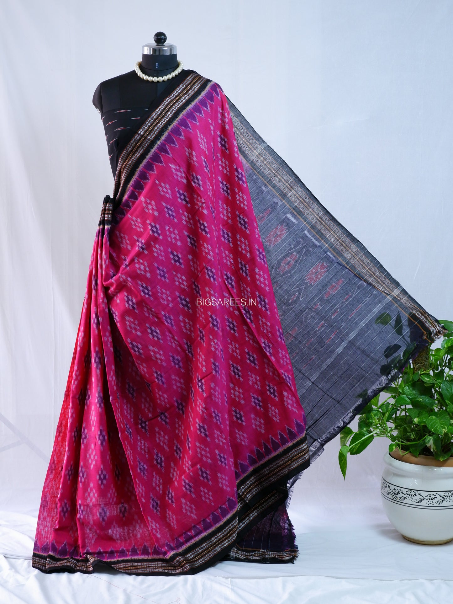 Sambalpuri Ikat Handwoven Saree | Cotton | Pink