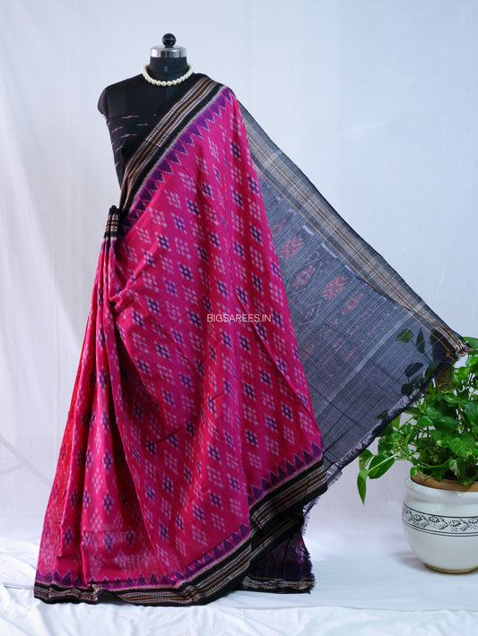 Sambalpuri Ikat Handwoven Saree | Cotton | Pink