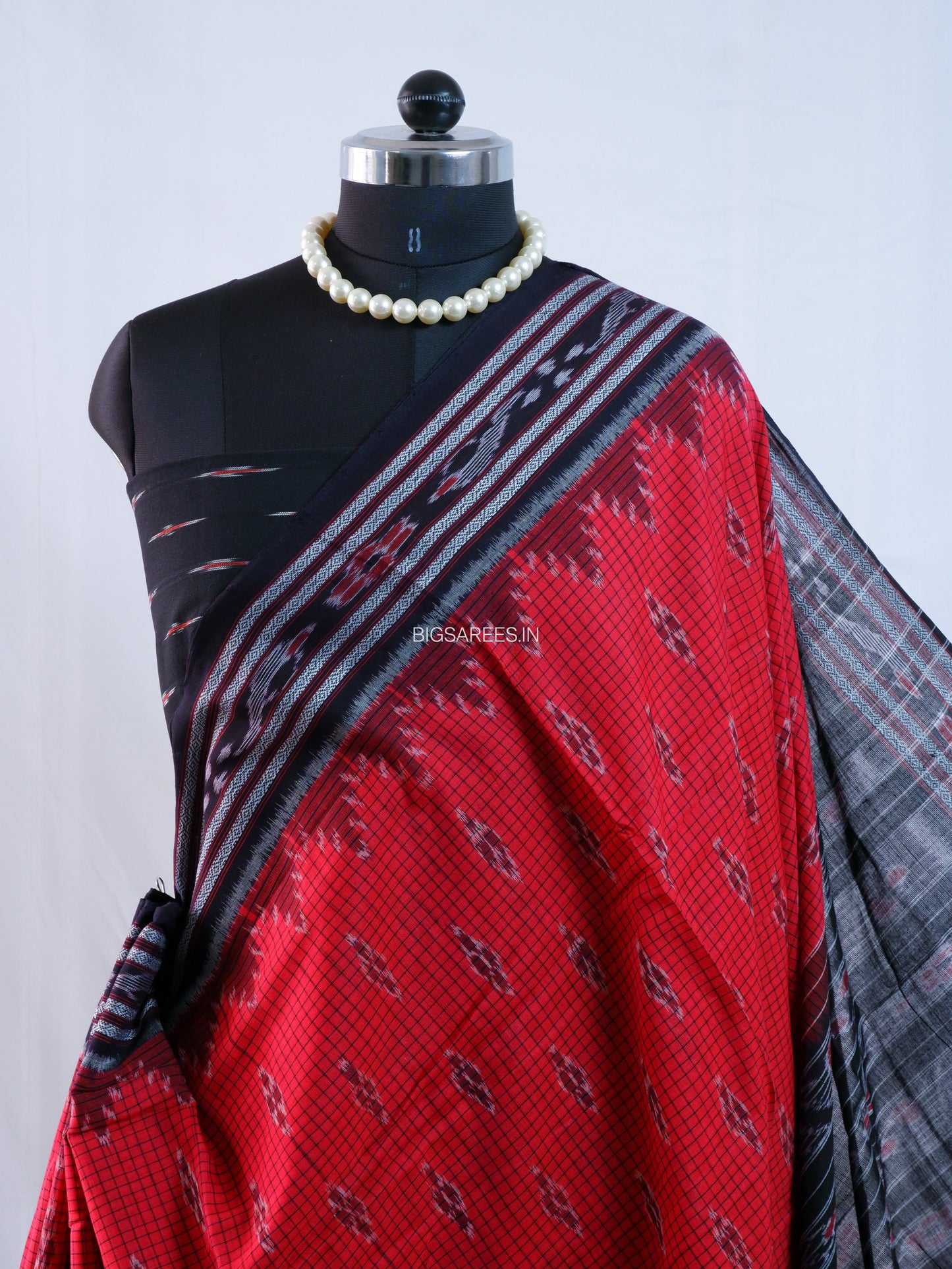 Sambalpuri Ikat Handwoven Saree | Cotton | Red