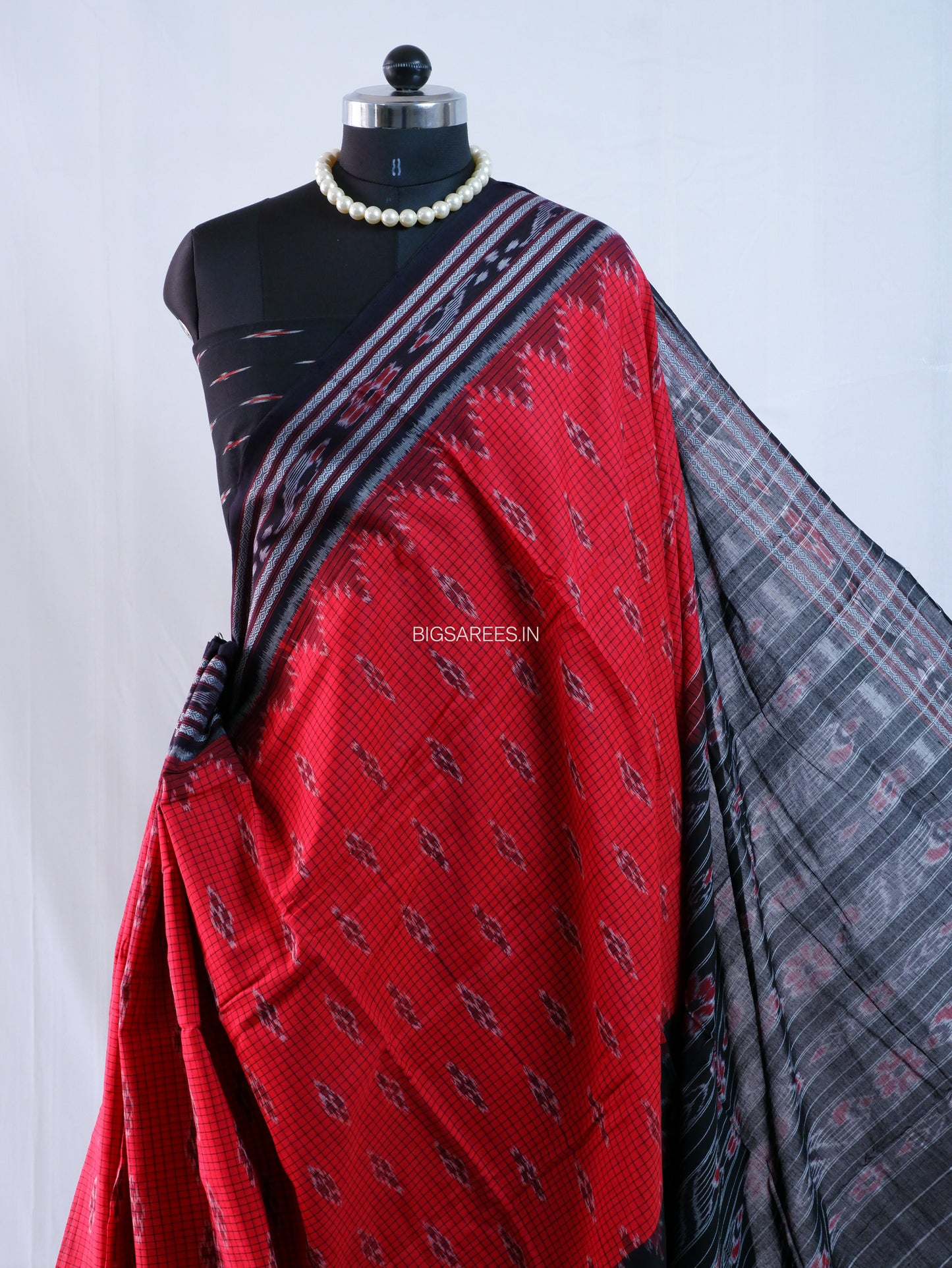 Sambalpuri Ikat Handwoven Saree | Cotton | Red