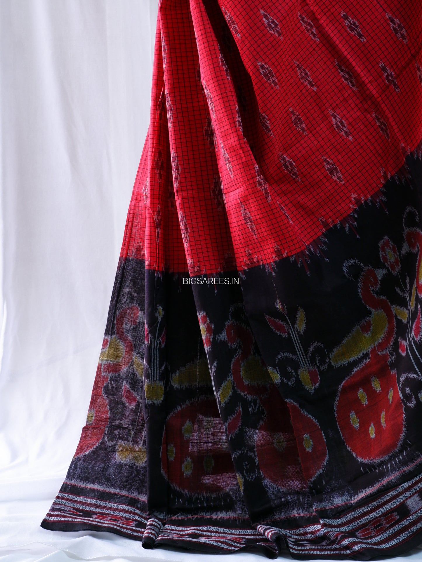 Sambalpuri Ikat Handwoven Saree | Cotton | Red