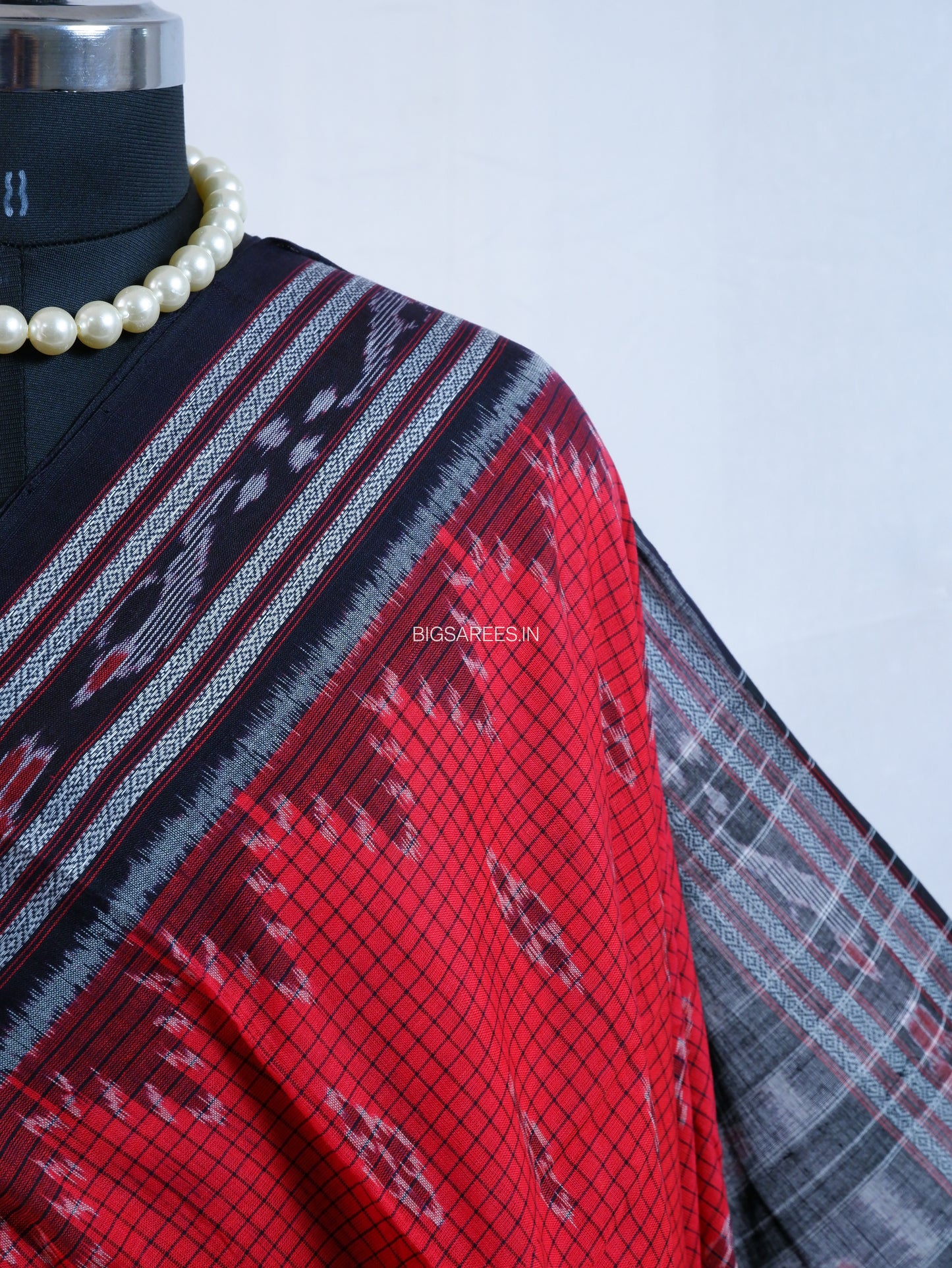 Sambalpuri Ikat Handwoven Saree | Cotton | Red