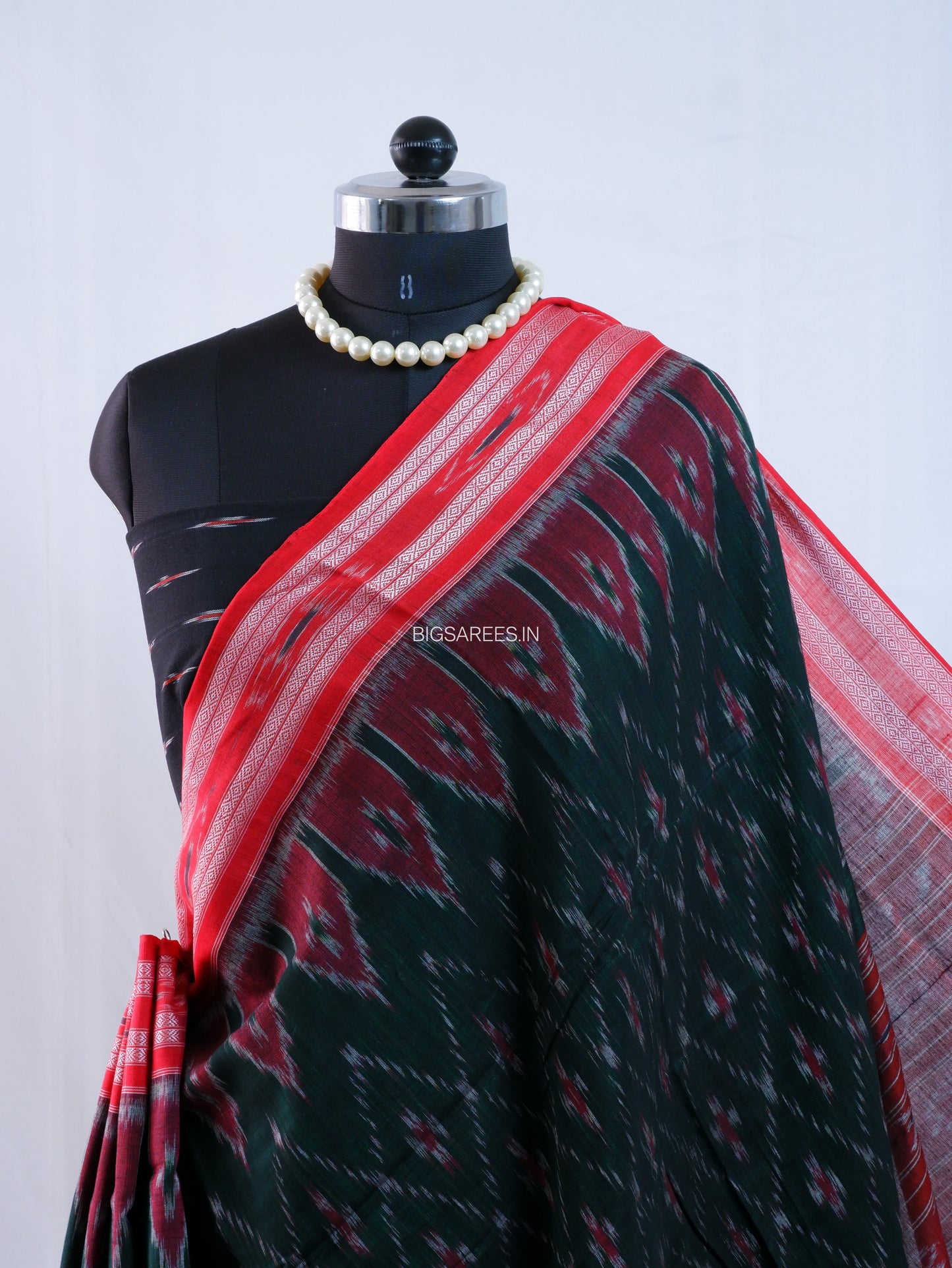 Sambalpuri Ikat Handwoven Saree | Cotton | Olive