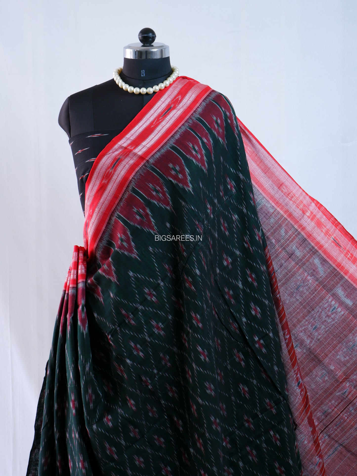 Sambalpuri Ikat Handwoven Saree | Cotton | Olive