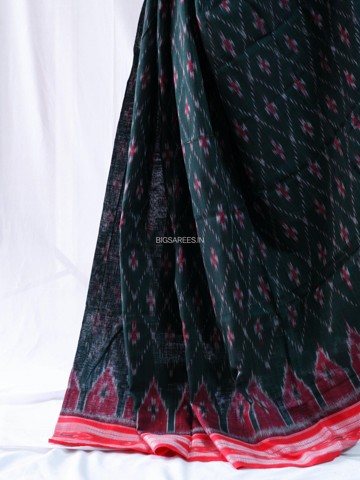 Sambalpuri Ikat Handwoven Saree | Cotton | Olive
