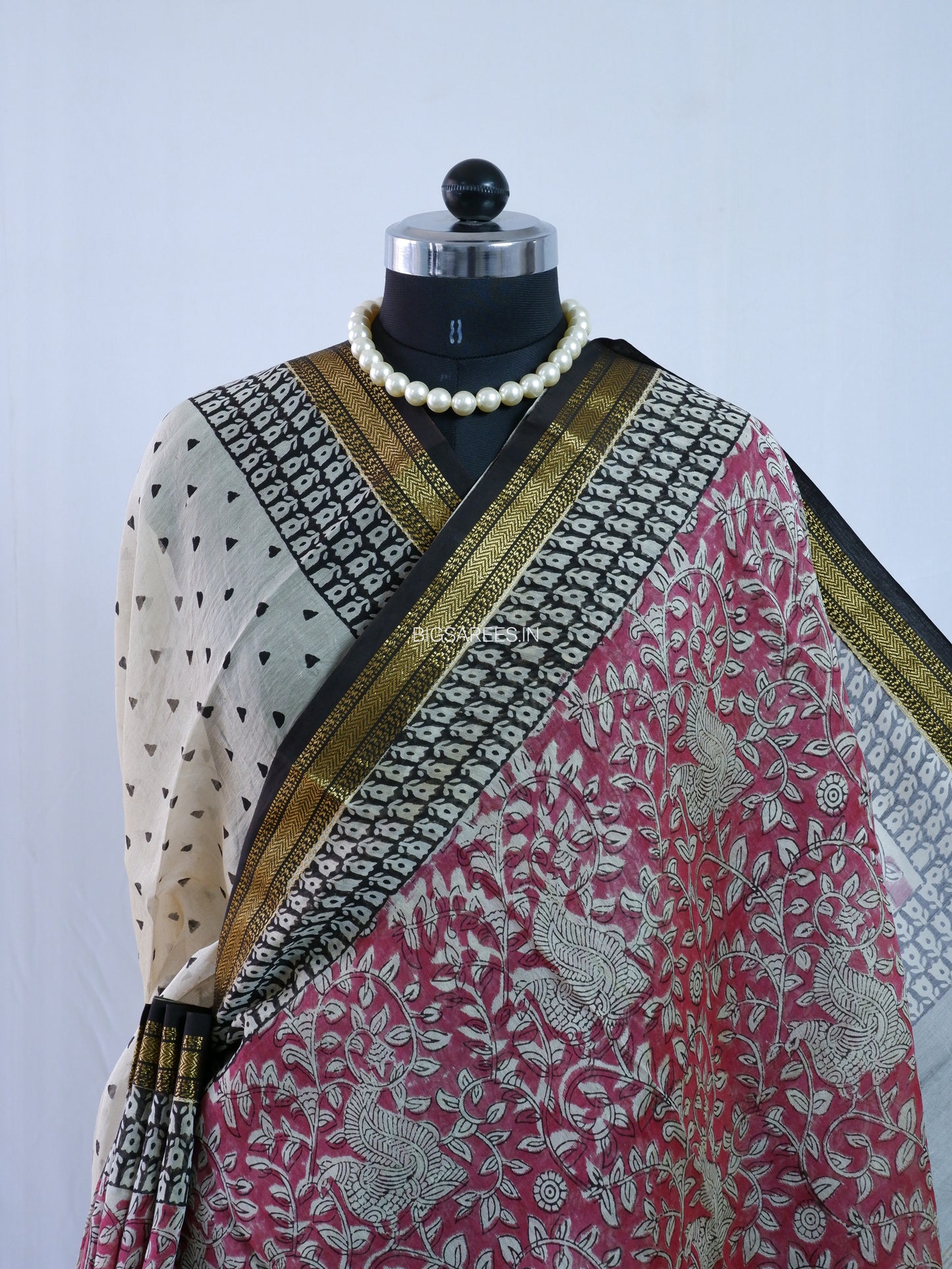 Hand Block Print Saree | Maheshwari Silk