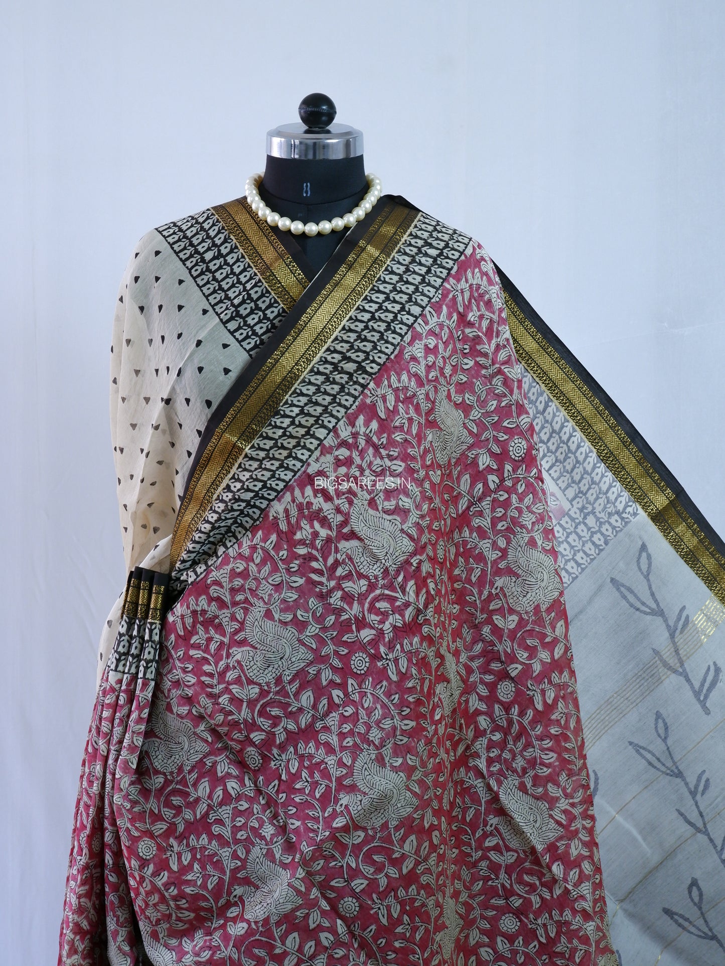 Hand Block Print Saree | Maheshwari Silk