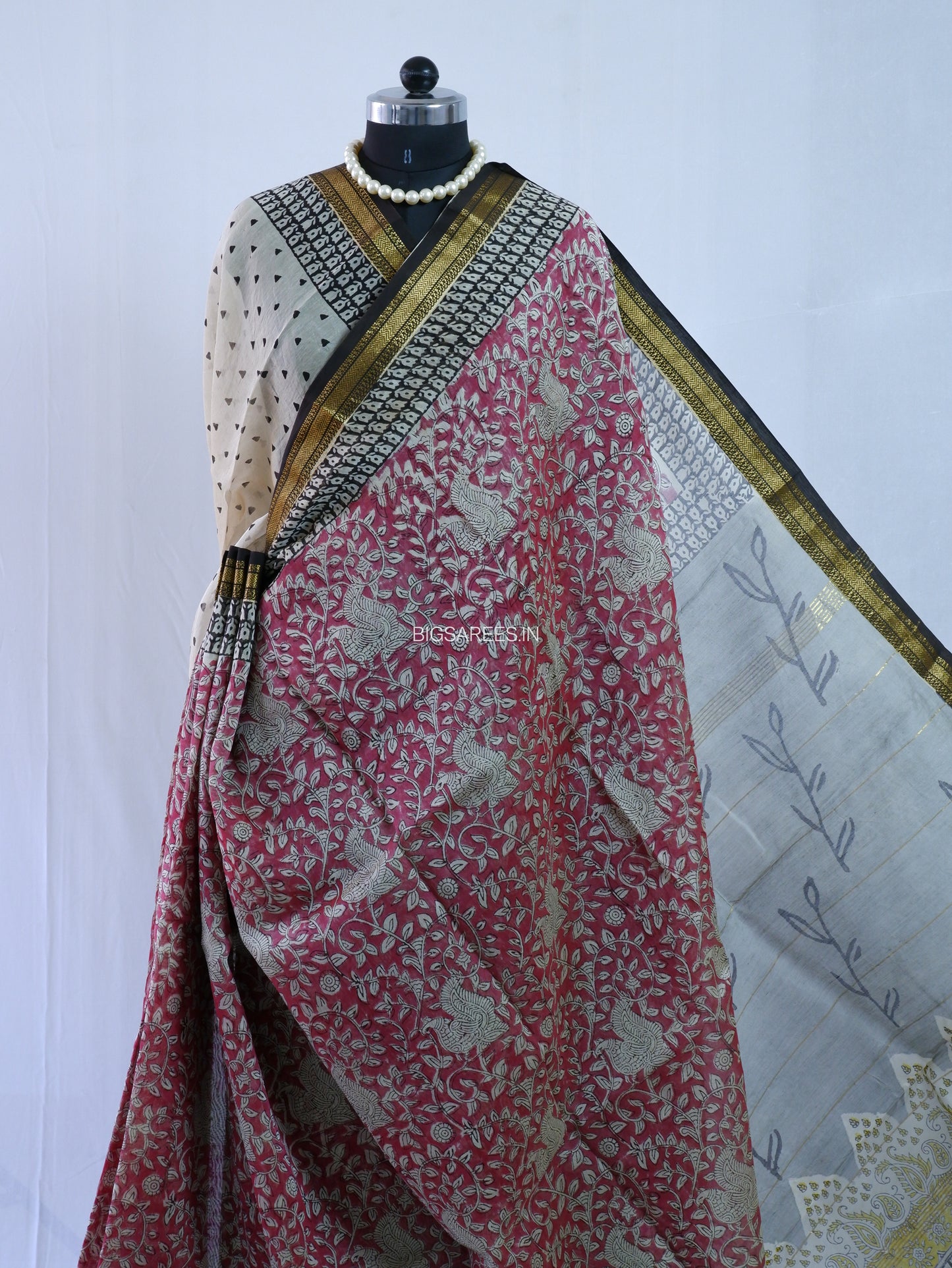 Hand Block Print Saree | Maheshwari Silk