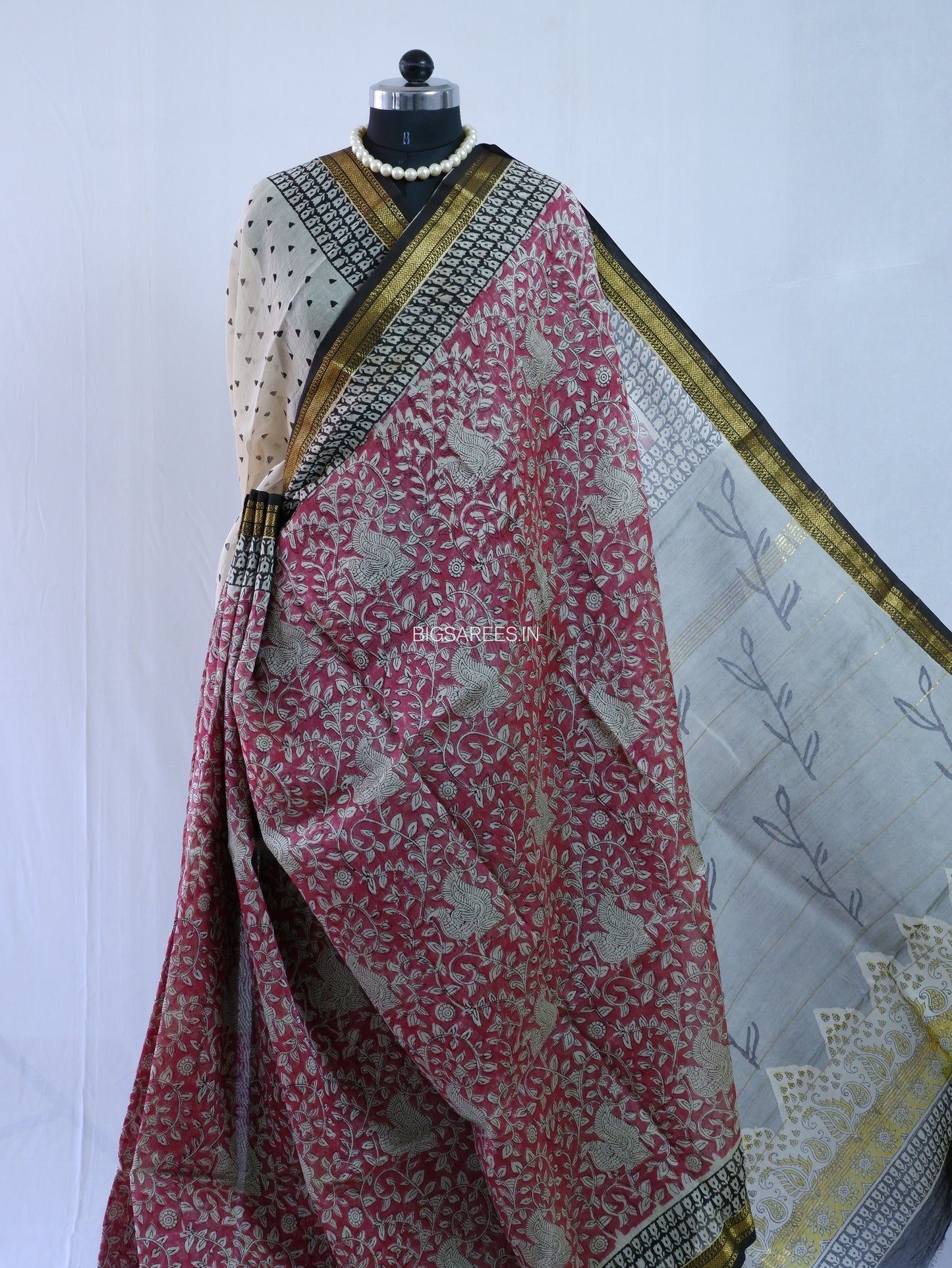 Hand Block Print Saree | Maheshwari Silk