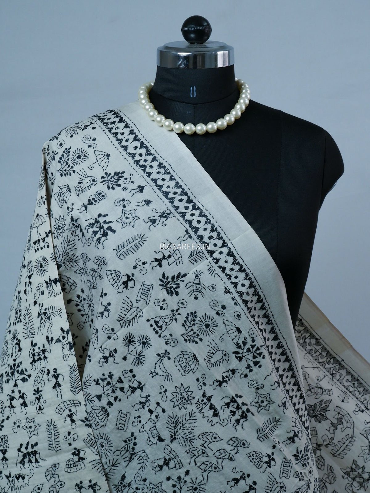 Kantha Hand-Embroidered Dupatta | Semi Tussar Silk |
