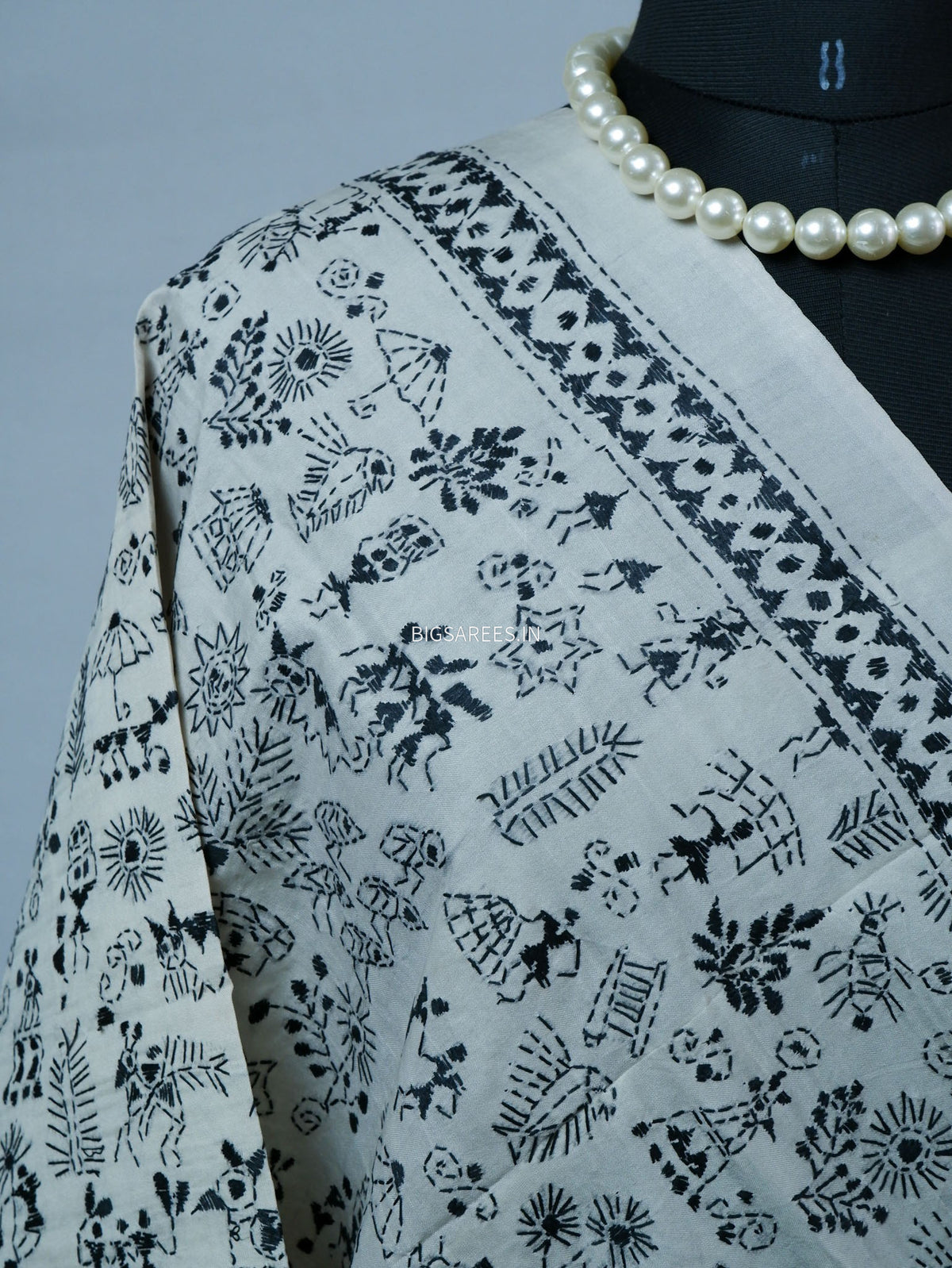 Kantha Hand-Embroidered Dupatta | Semi Tussar Silk |