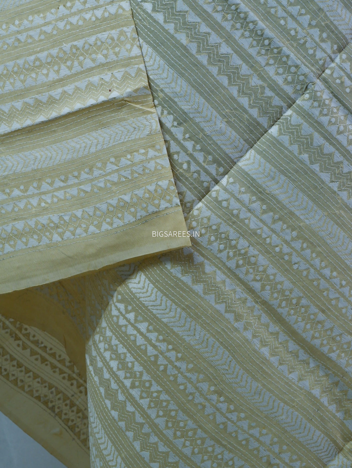 Kantha Hand-Embroidered Dupatta | Semi Tussar Silk |