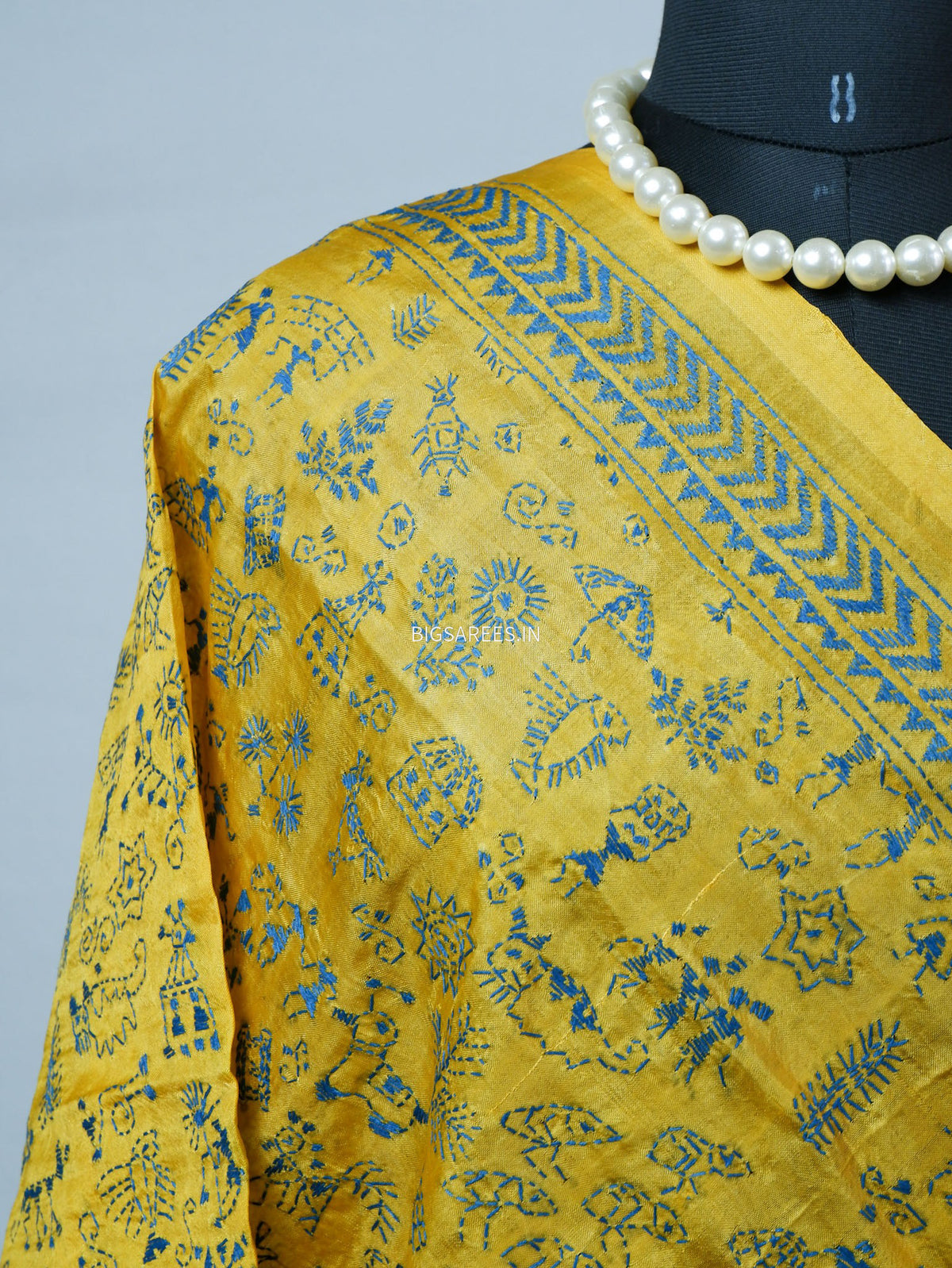 Kantha Hand-Embroidered Dupatta | Semi Tussar Silk |
